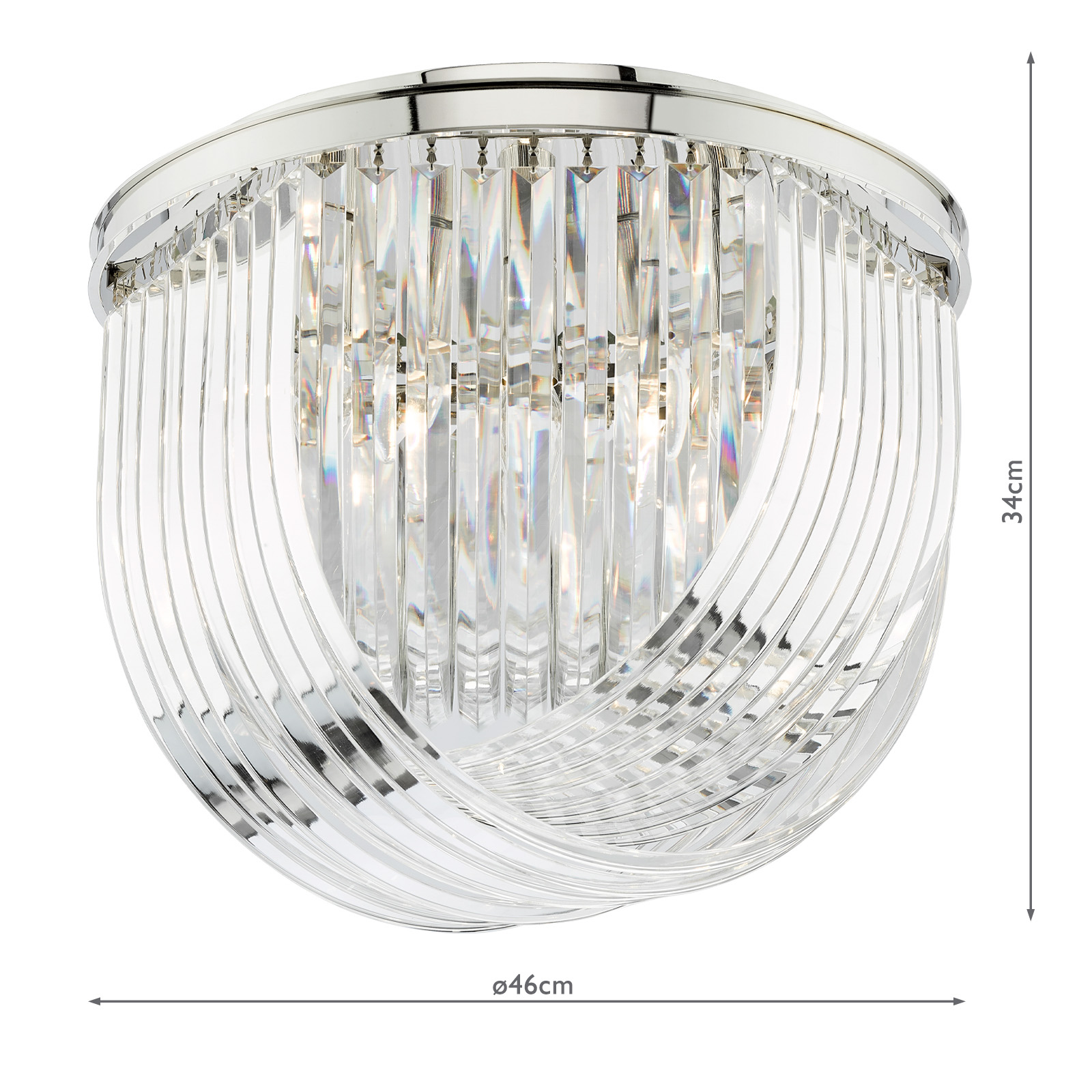 Eltham 4 Light Flush Polished Nickel and Crystal