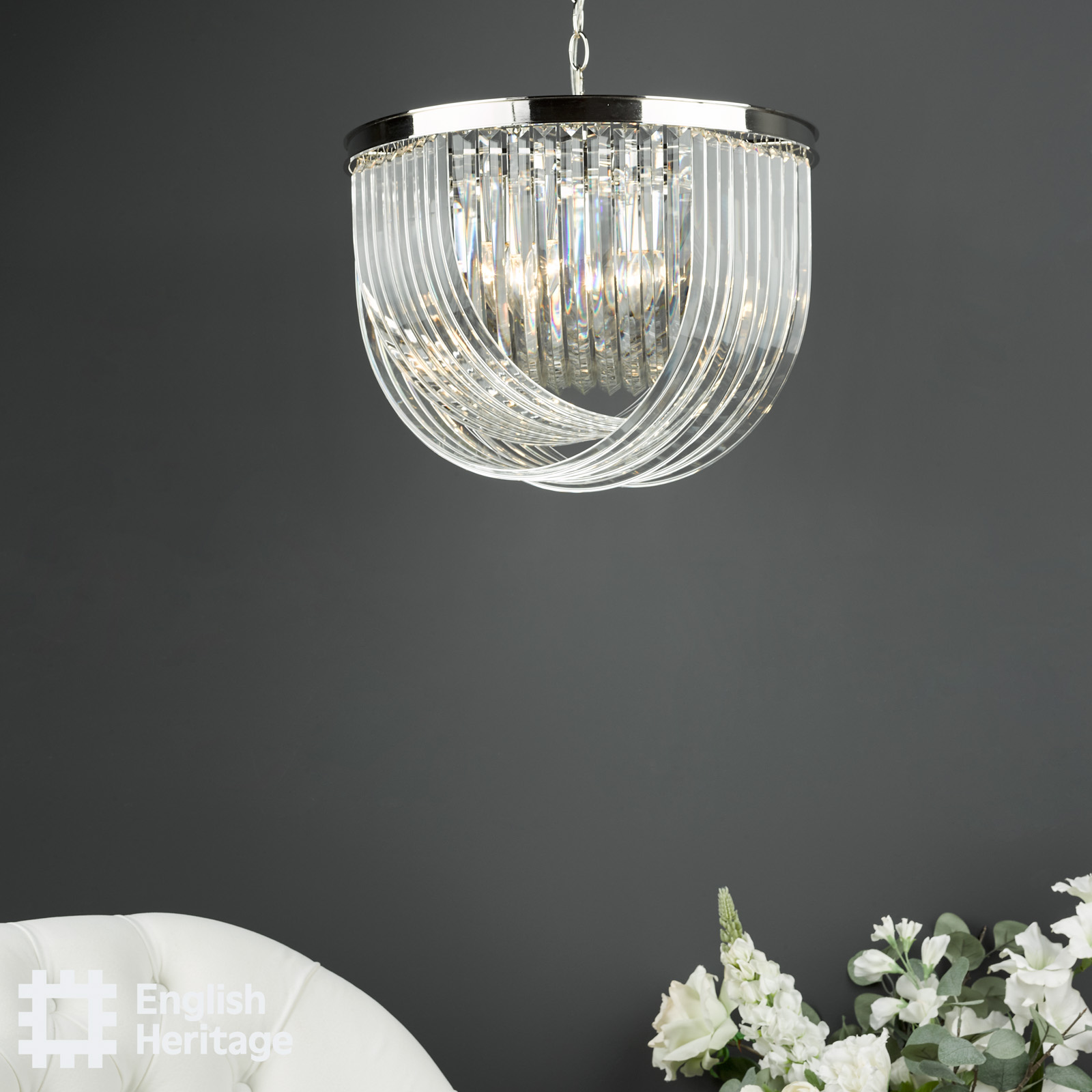 Eltham 4 Light Pendant Polished Nickel and Crystal