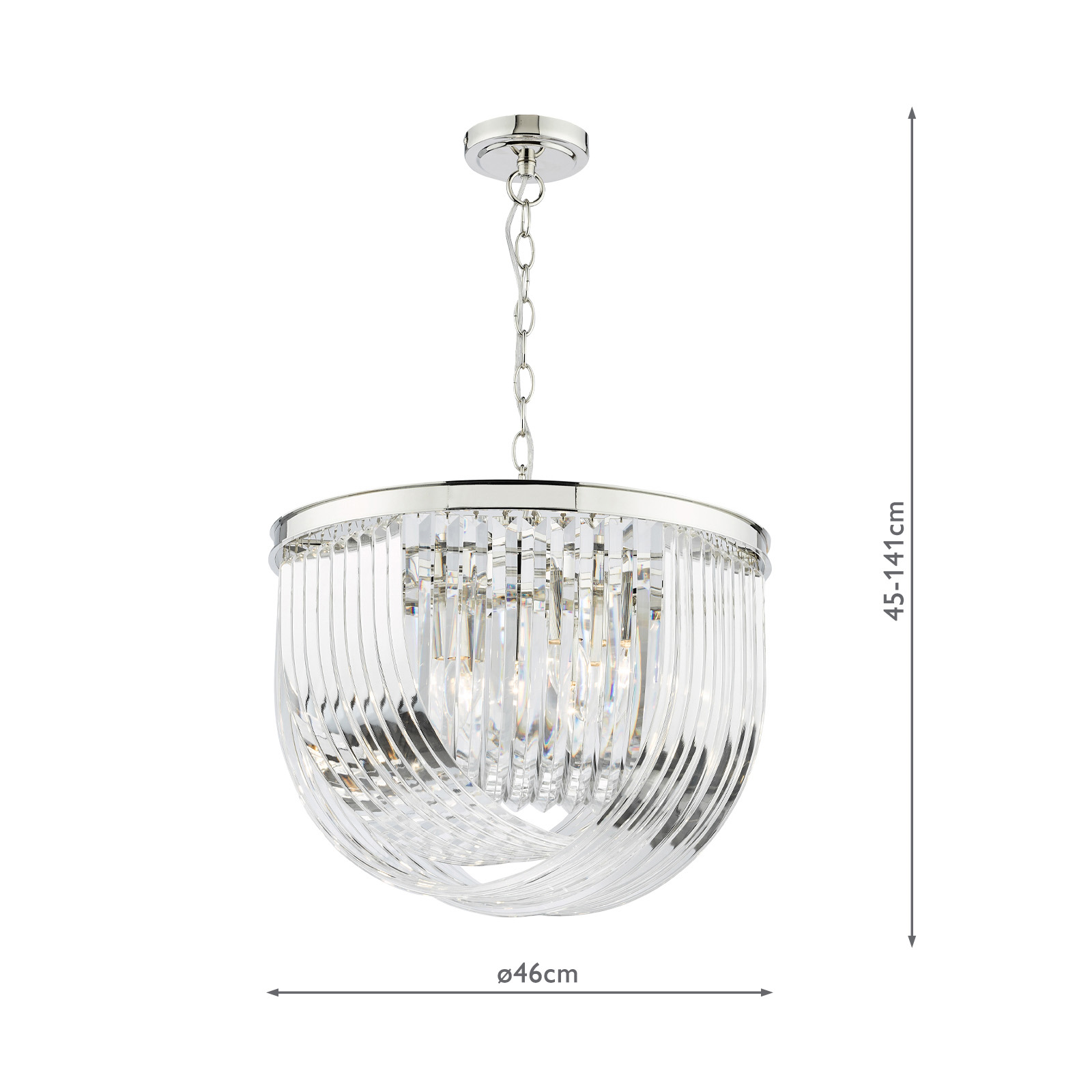 Eltham 4 Light Pendant Polished Nickel and Crystal