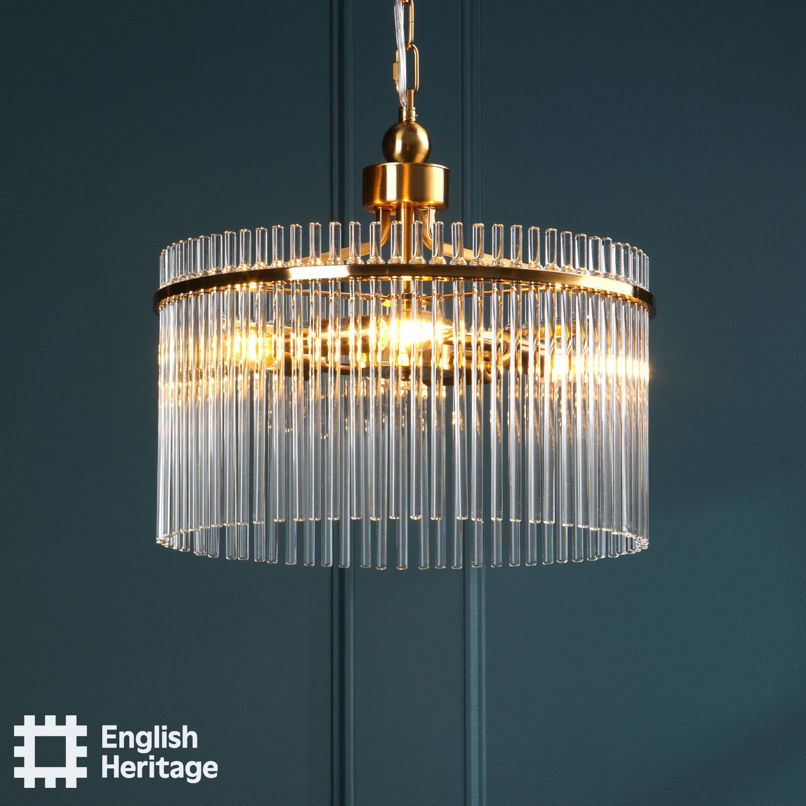 Eltham 4 Light Pendant Antique Gold and Glass