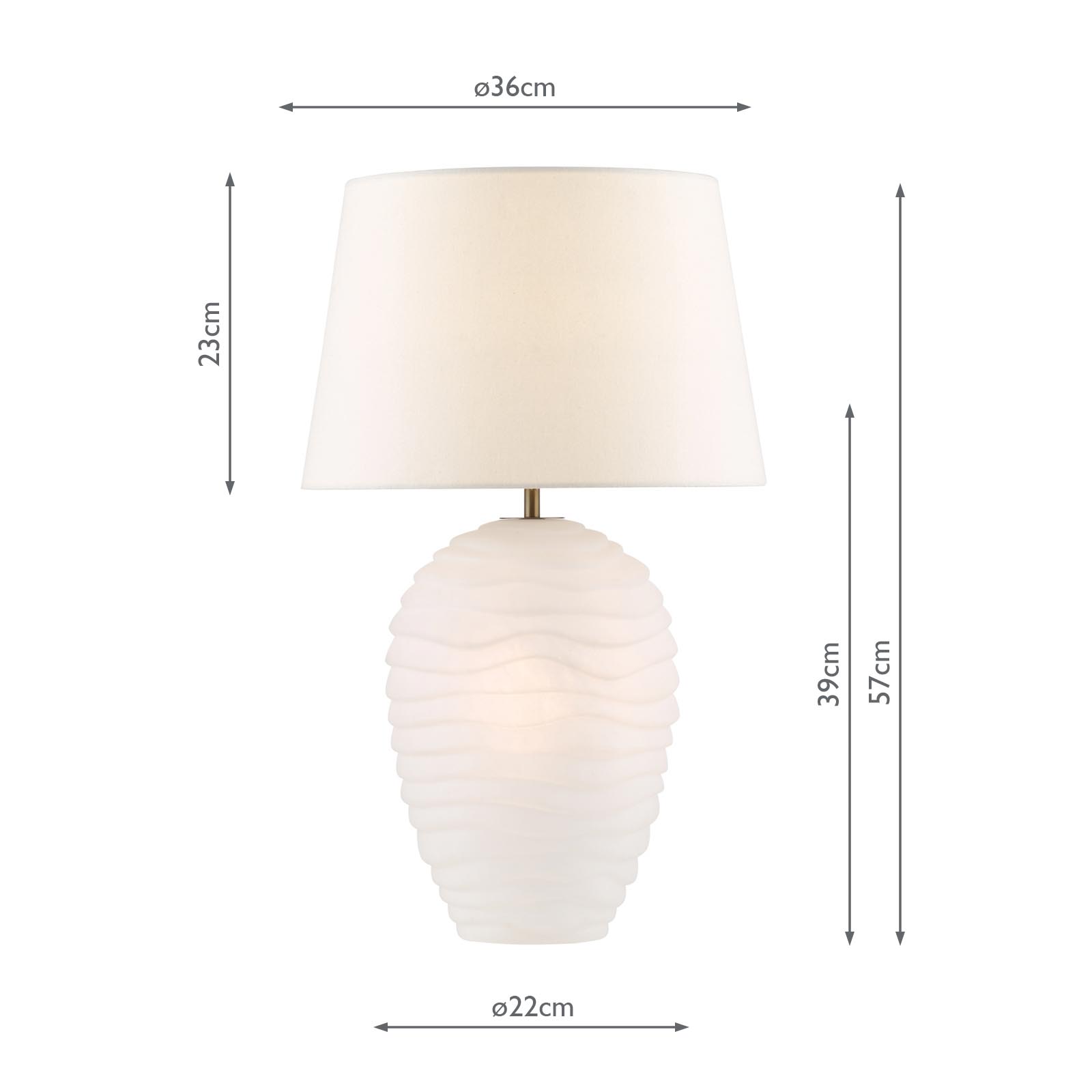Encara Dual Lit Table Lamp White Glass and Antique Bronze With Linen Shade