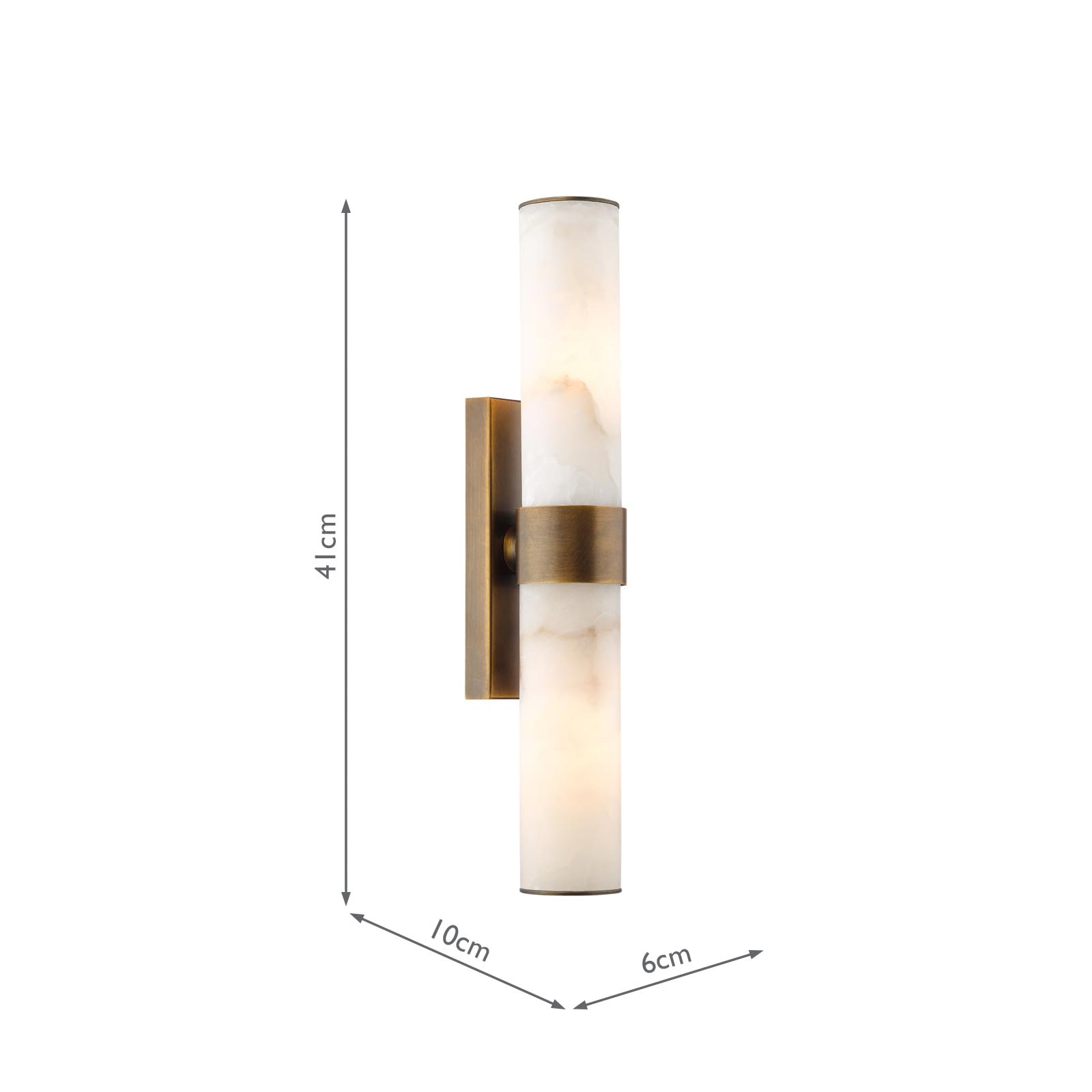Eneco 2 Light Bathroom Wall Light Antique Bronze and Natural Alabaster IP44