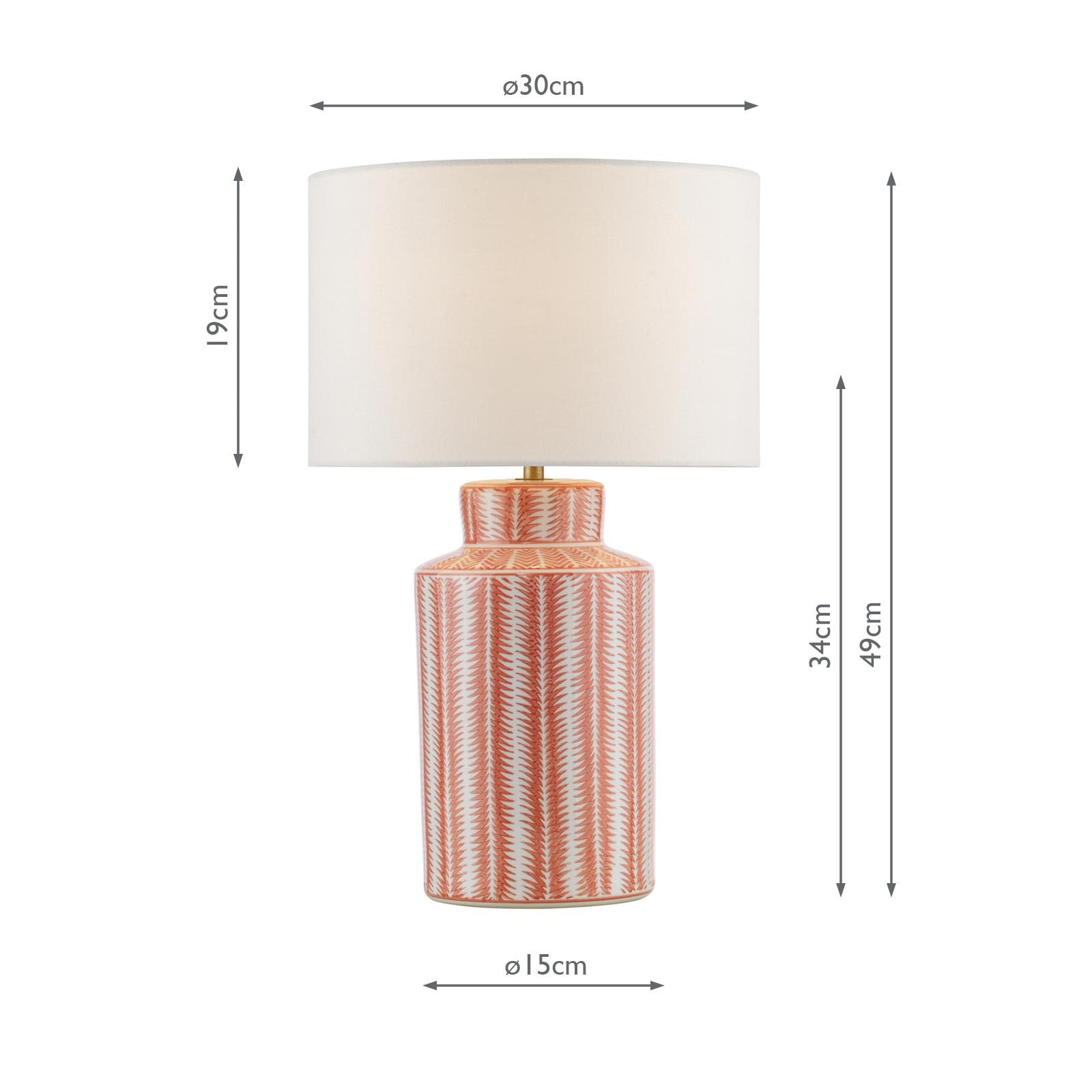 Ennio Table Lamp Red Ceramic and Antique Brass With Linen Shade