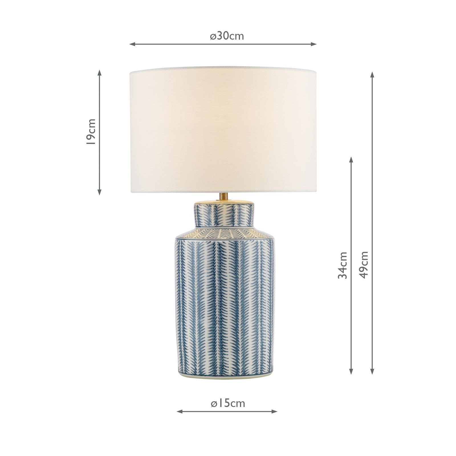 Ennio Table Lamp Blue Ceramic and Antique Brass With Linen Shade