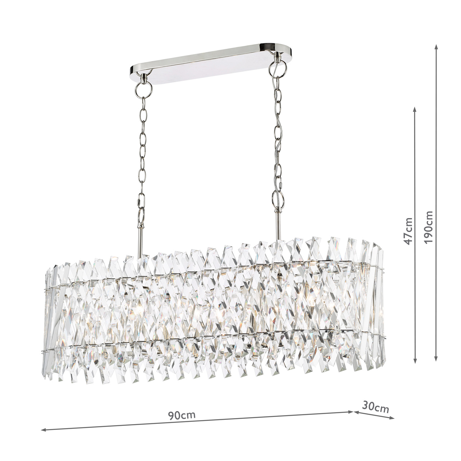 Entwine 10 Light Bar Pendant Polished Nickel and Crystal
