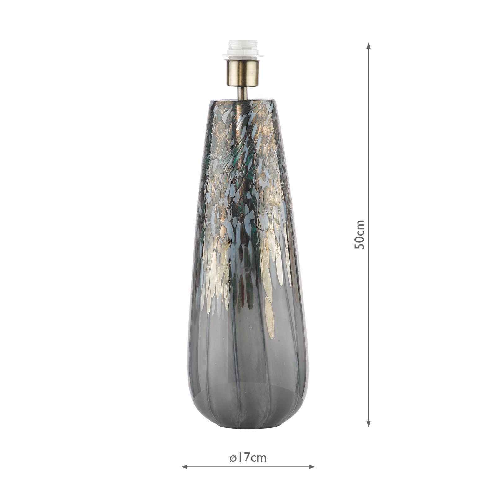 Erdis Table Lamp Blue Art Glass and Antique Brass Base Only
