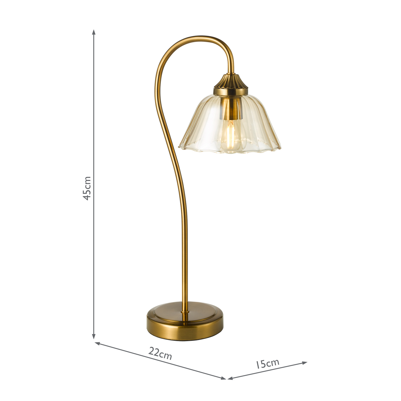 Erika Table Lamp Antique Bronze and Amber Glass