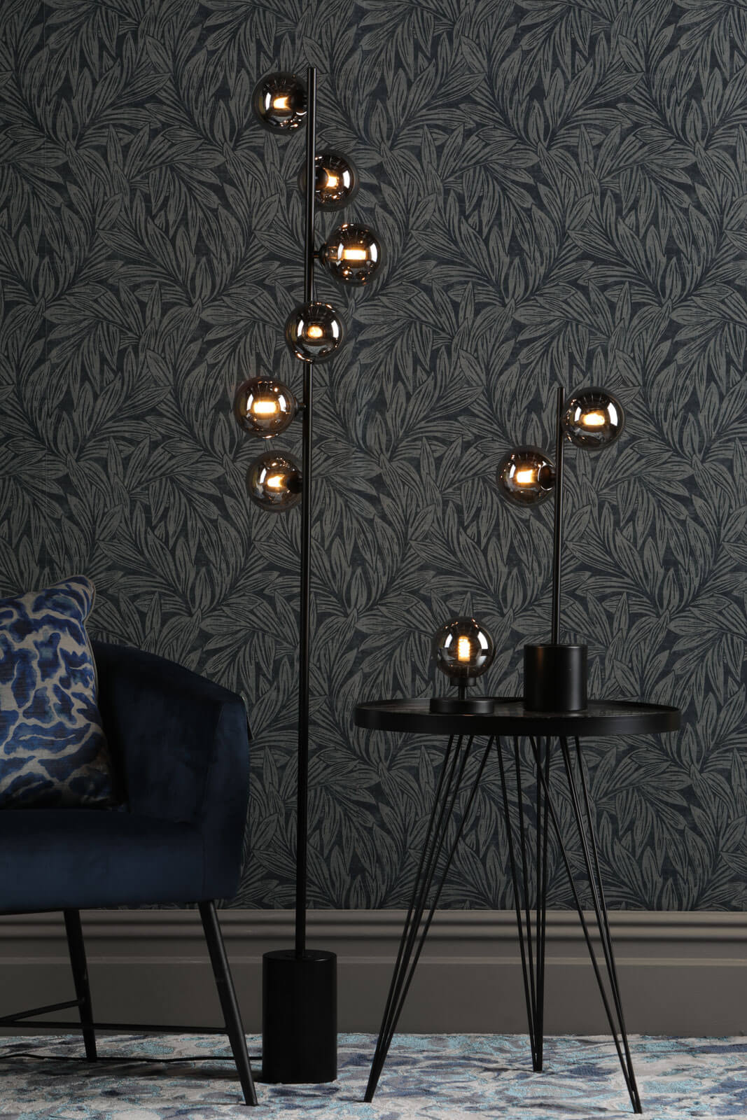 Esben Touch Table Lamp Matt Black With Smoked Glass