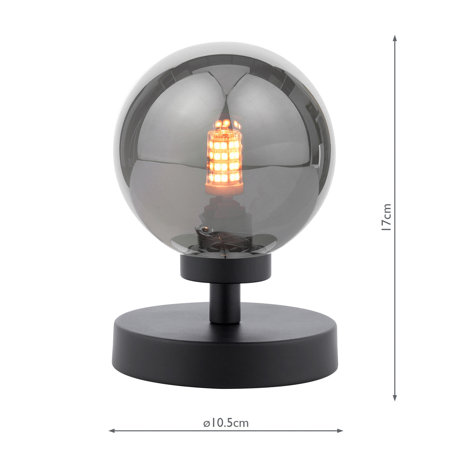 Esben Touch Table Lamp Matt Black With Smoked Glass