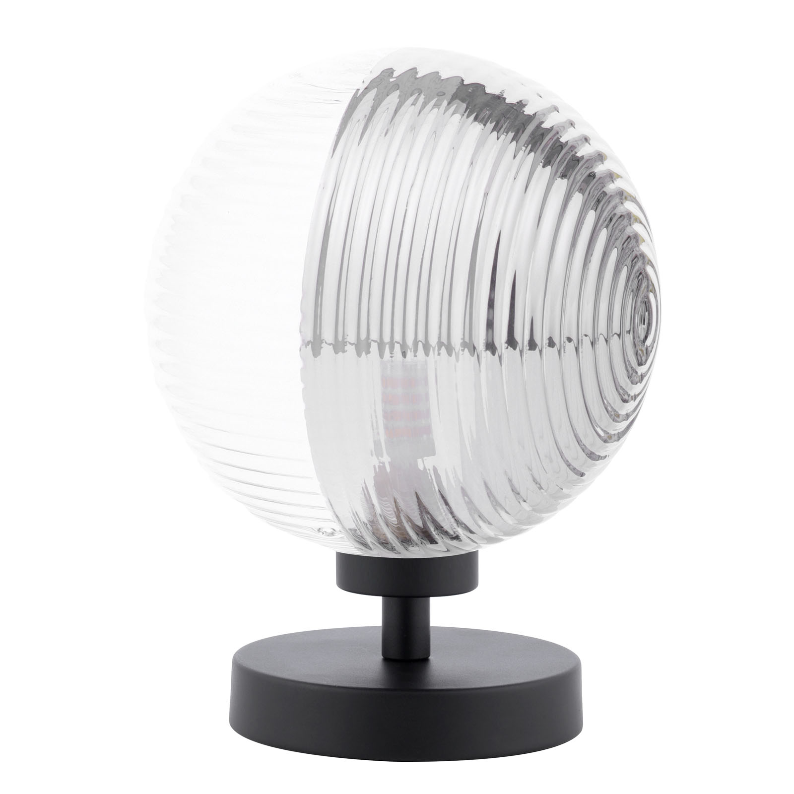 Esben Touch Table Lamp Matt Black With Smoked/Clear Ribbed Glass