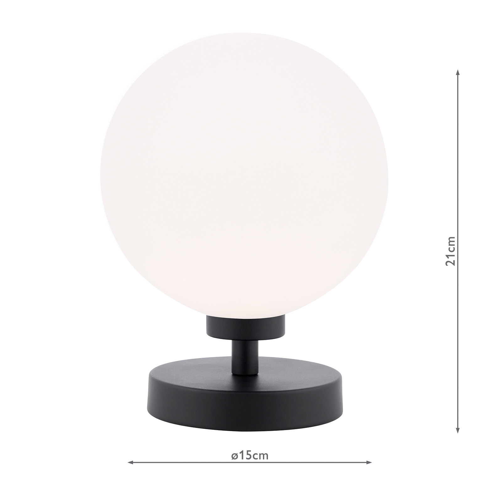 Esben Touch Table Lamp Matt Black With Opal Glass