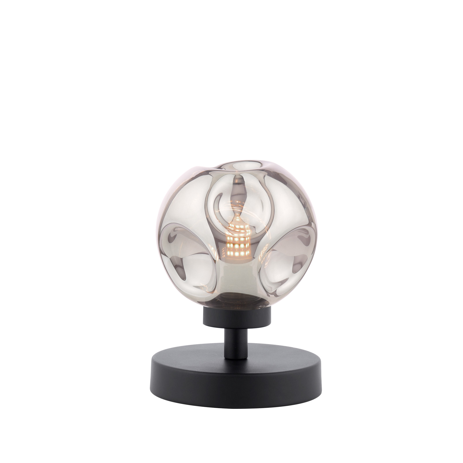 Esben Touch Table Lamp Matt Black With Closed Organic Smoked Glass