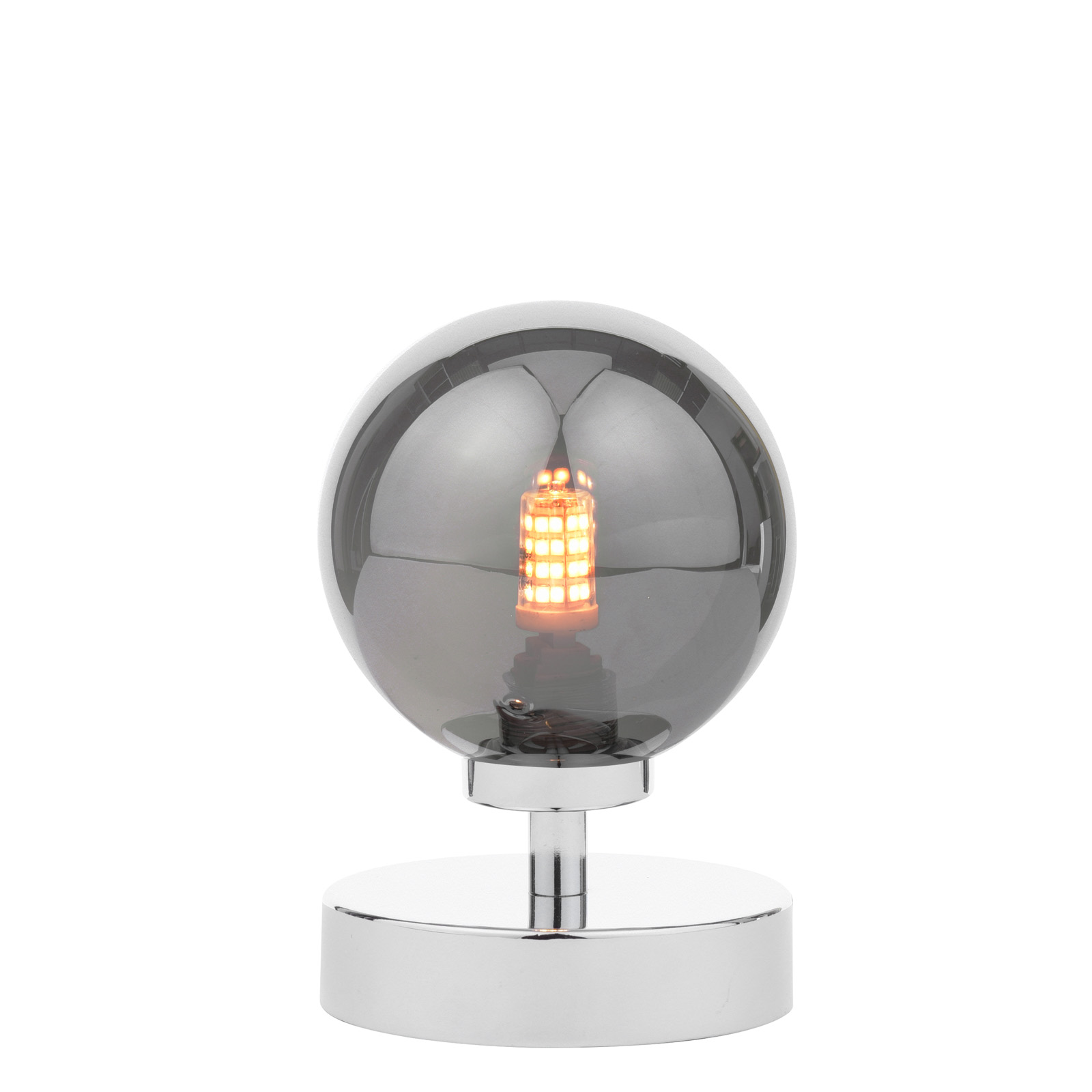 Esben Touch Table Lamp Polished Chrome With Smoked Glass