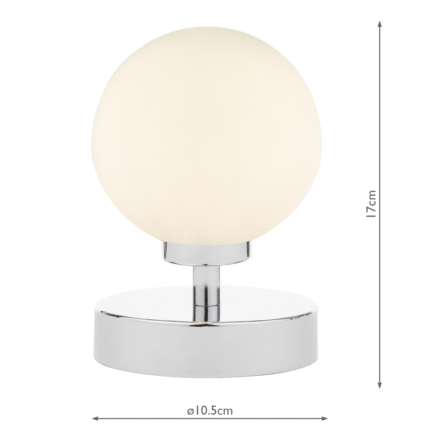 Esben Touch Table Lamp Polished Chrome With Opal Glass