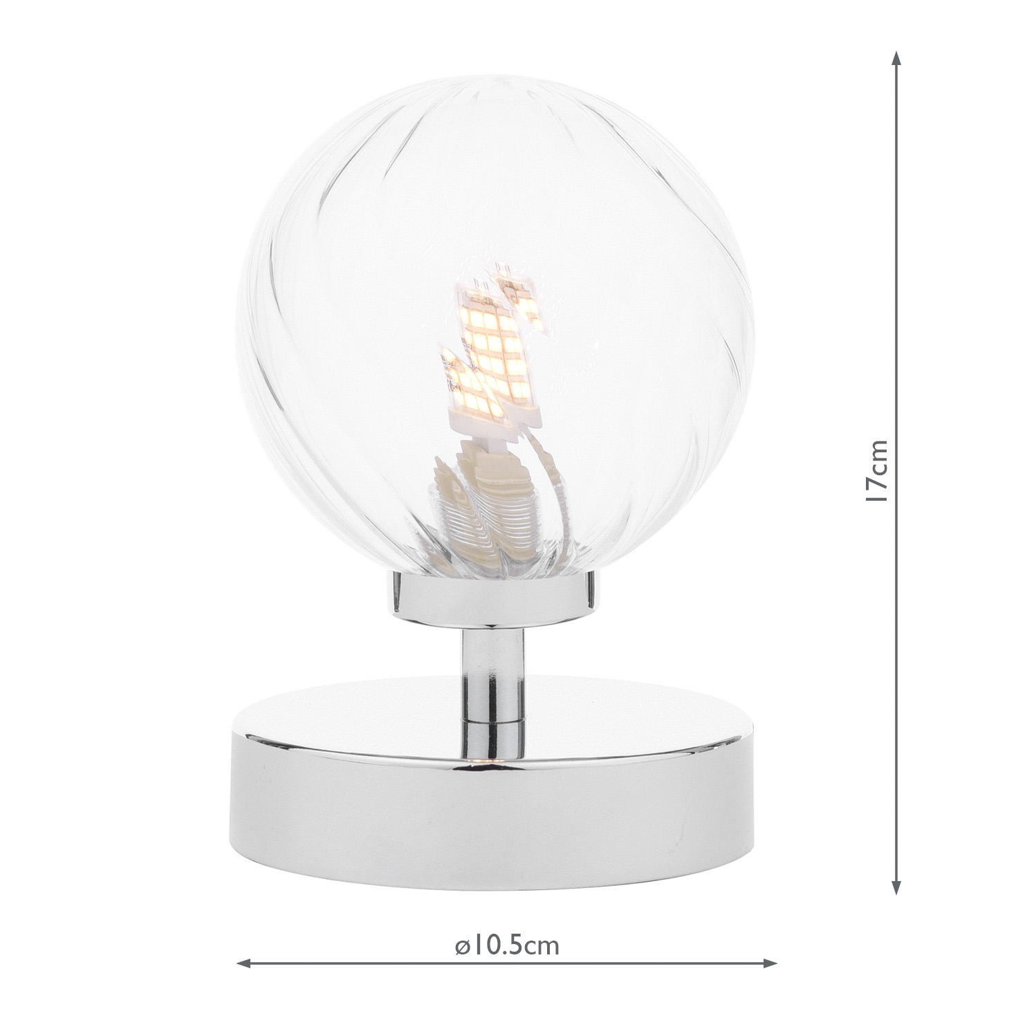 Esben Touch Table Lamp Polished Chrome With Twisted Glass