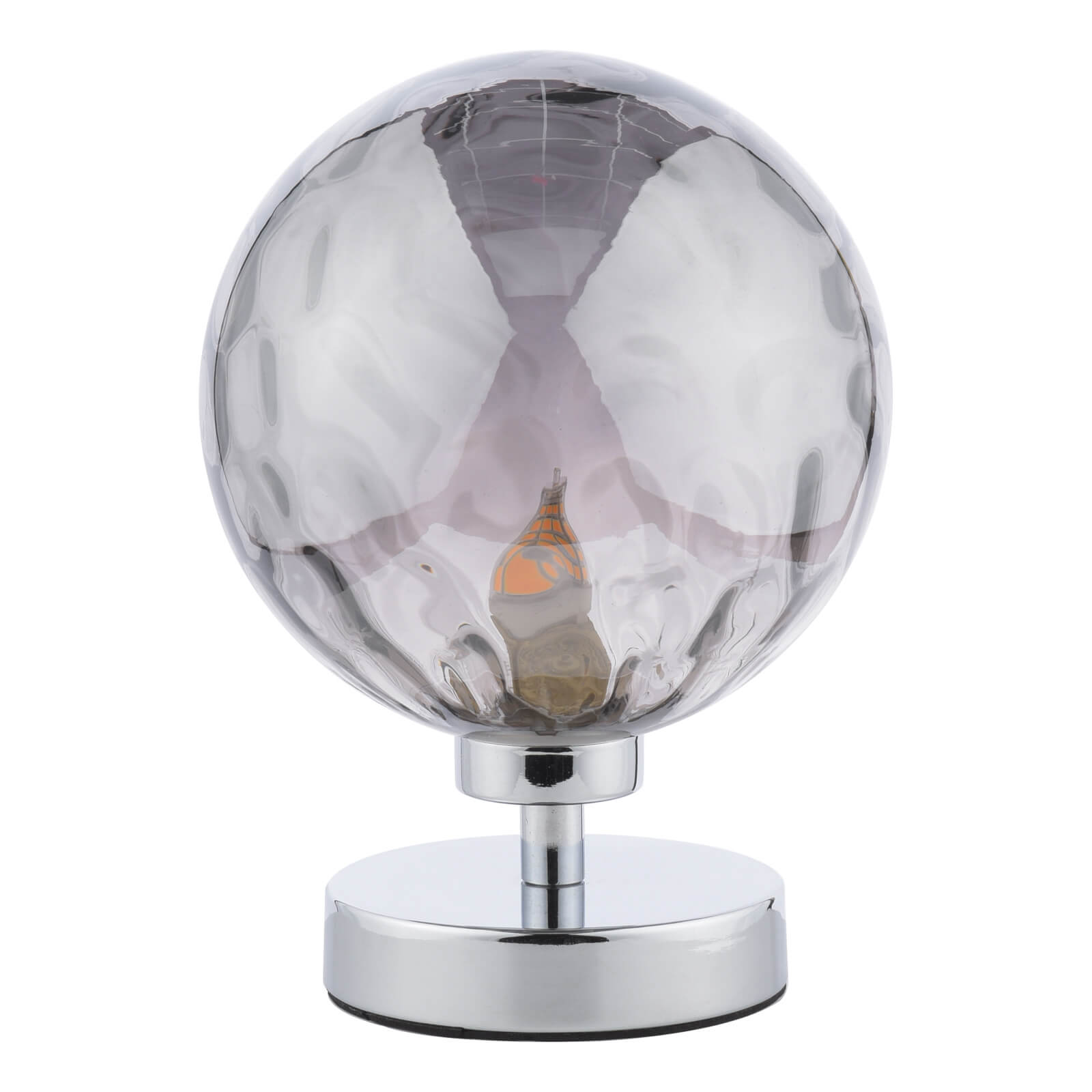 Esben Touch Table Lamp Polished Chrome With Smoked Dimpled Glass