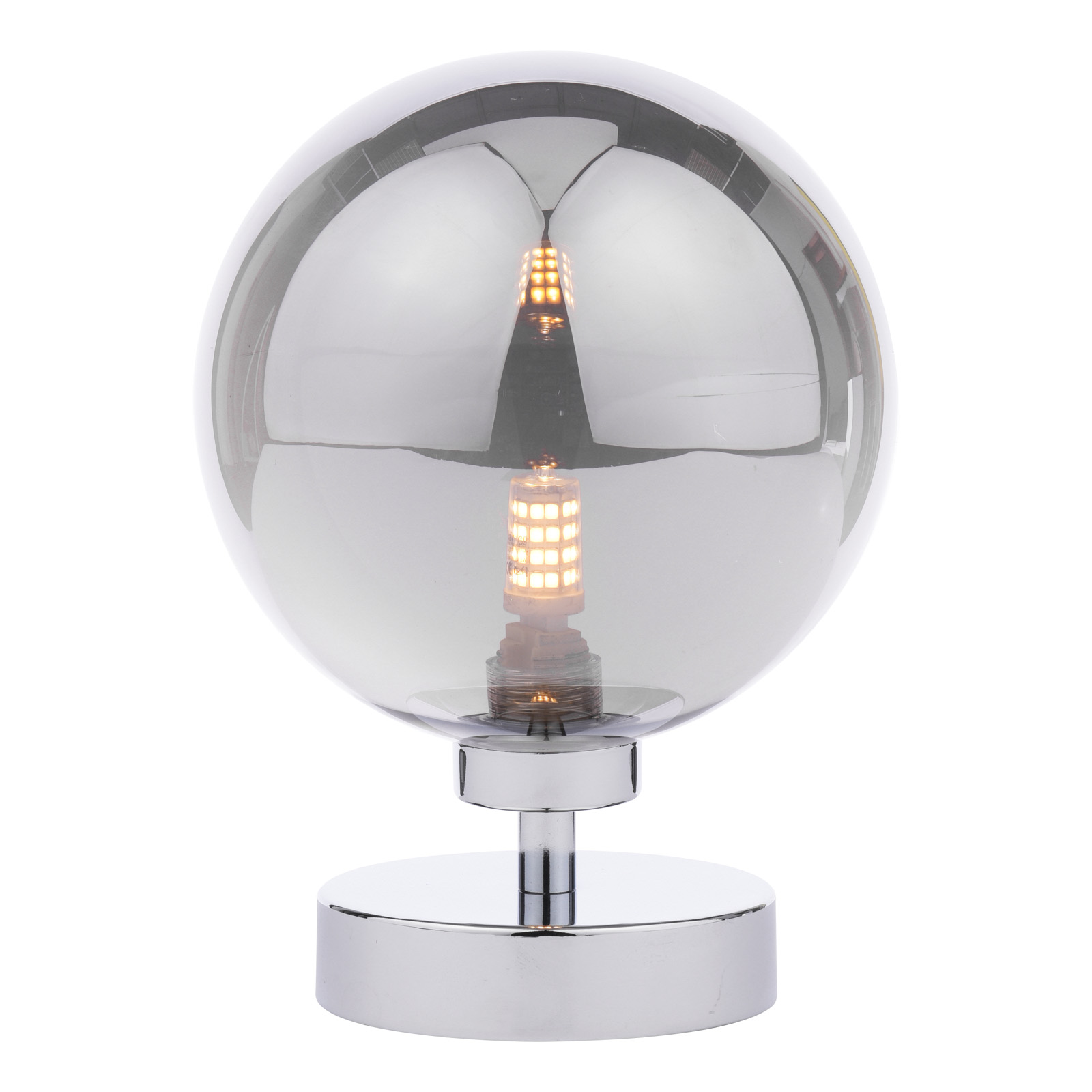 Esben Touch Table Lamp Polished Chrome With Smoked Glass