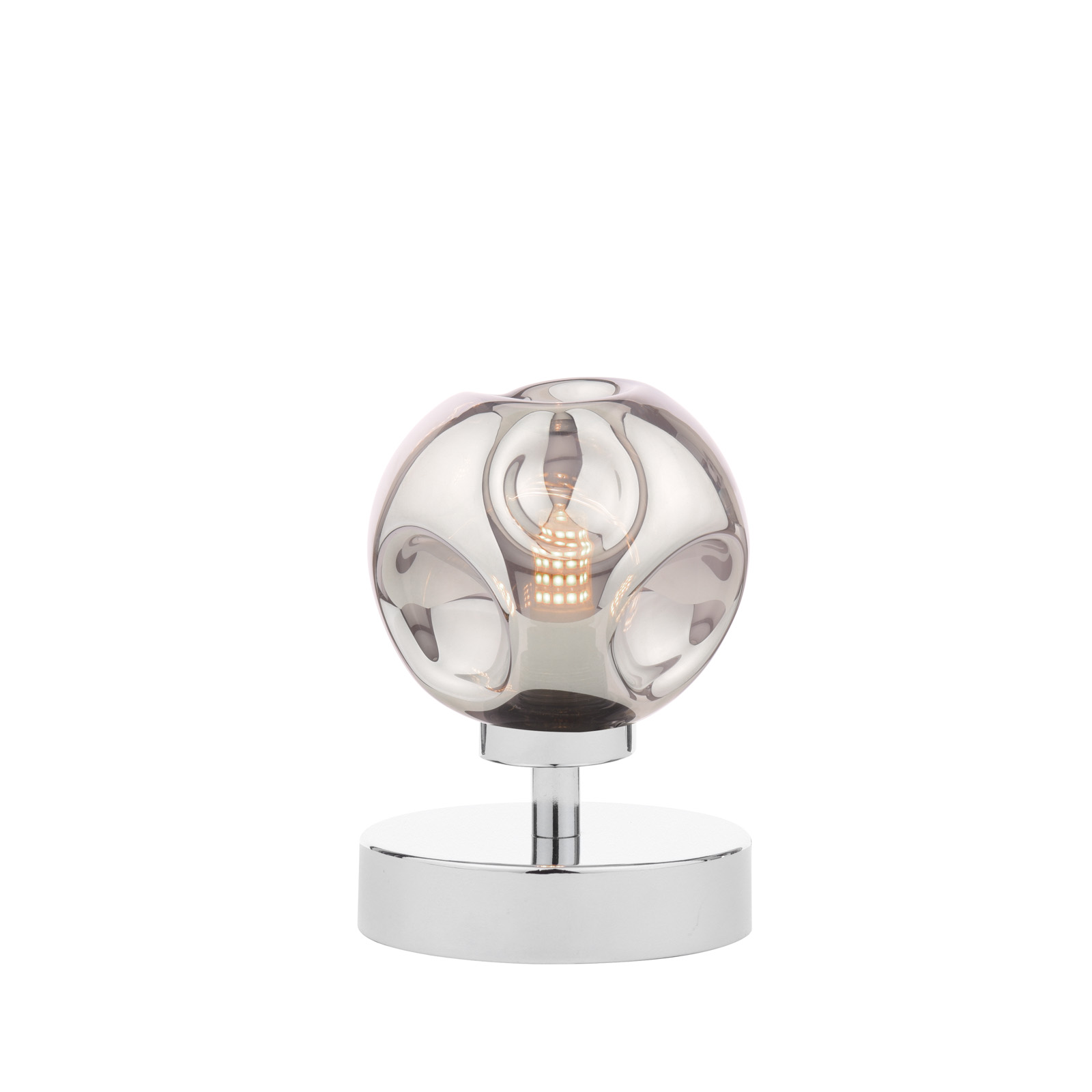 Esben Touch Table Lamp Polished Chrome With Closed Organic Smoked Glass