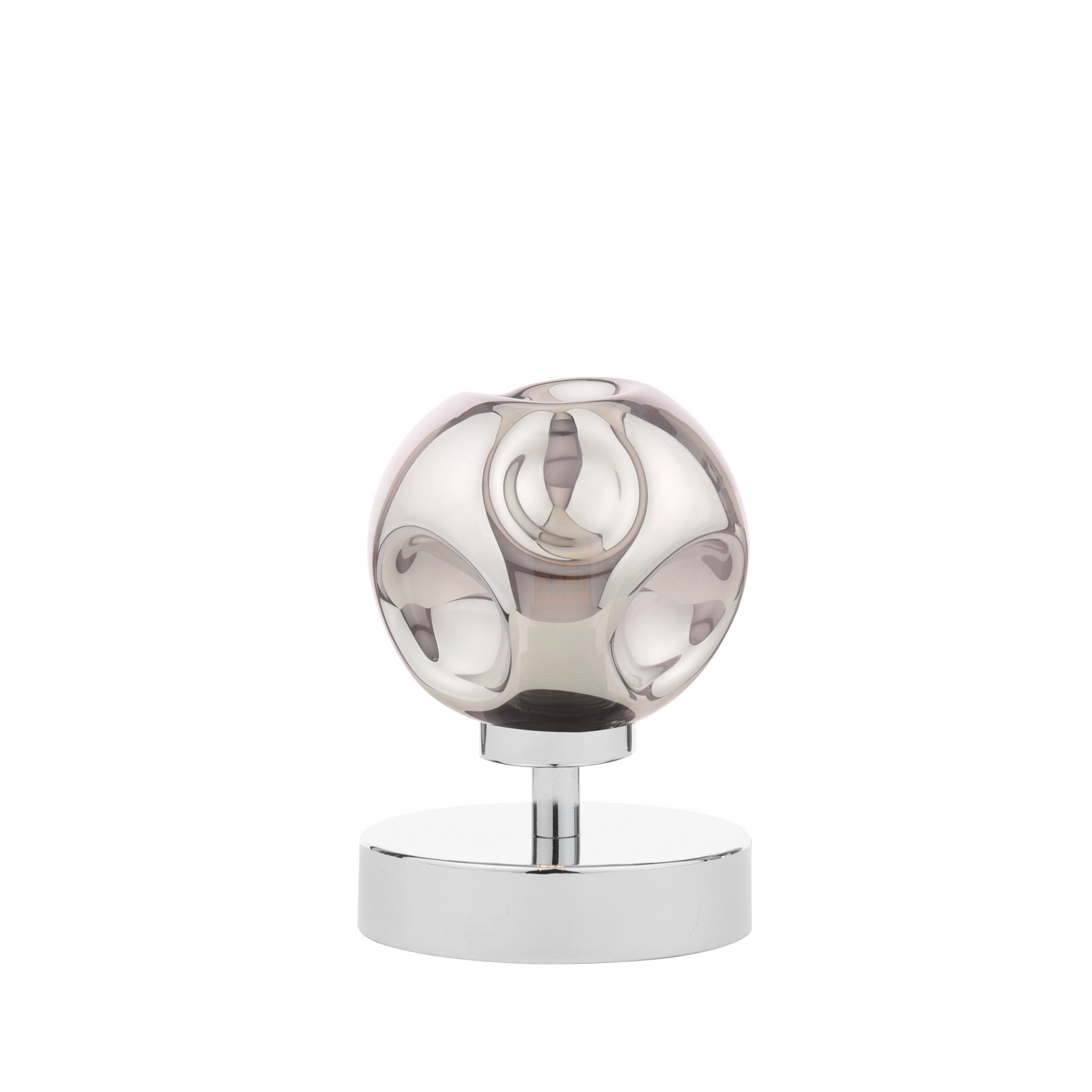 Esben Touch Table Lamp Polished Chrome With Closed Organic Smoked Glass