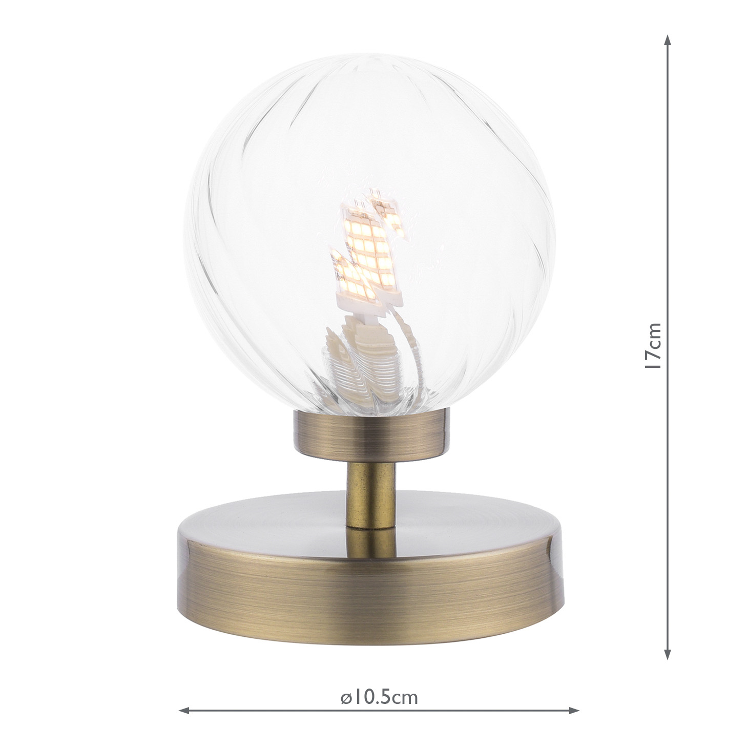 Esben Touch Table Lamp Antique Brass With Twisted Glass