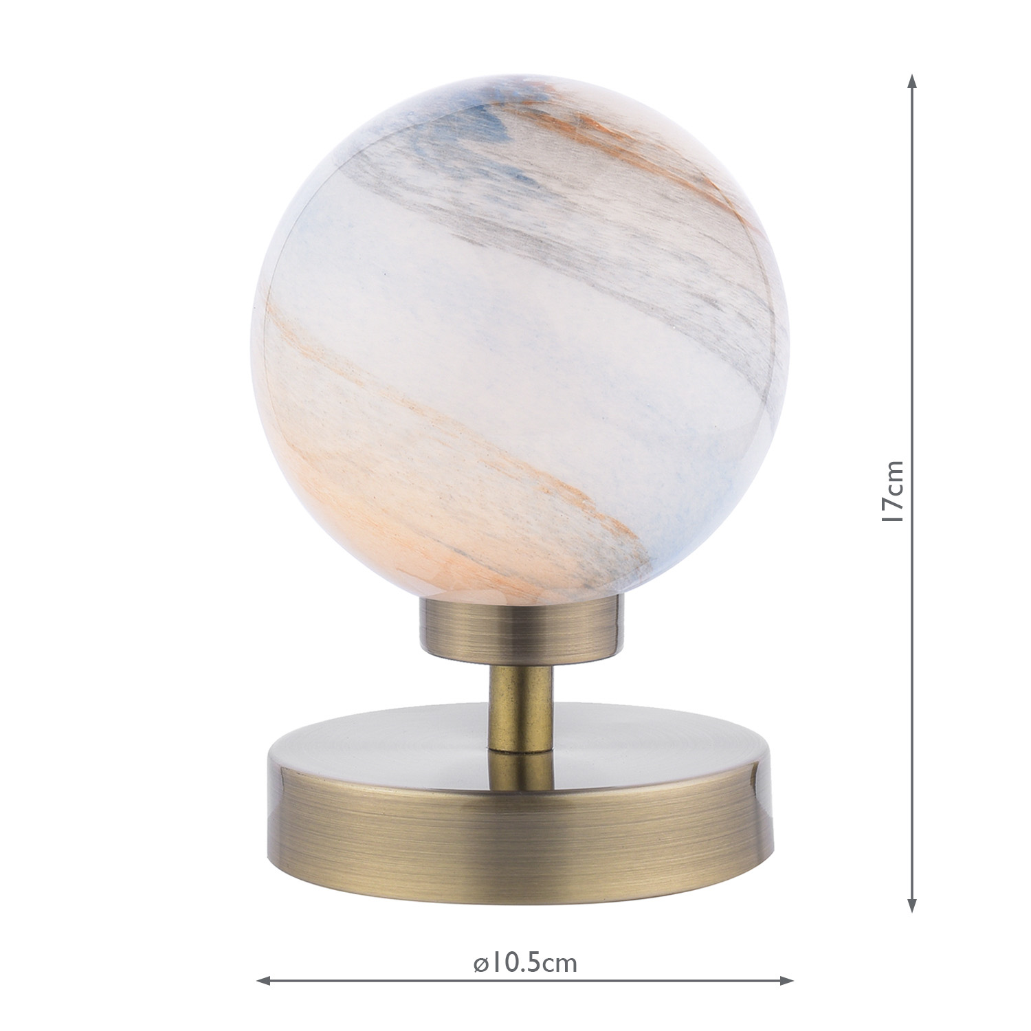 Esben Touch Table Lamp Antique Brass With Planet Style Glass