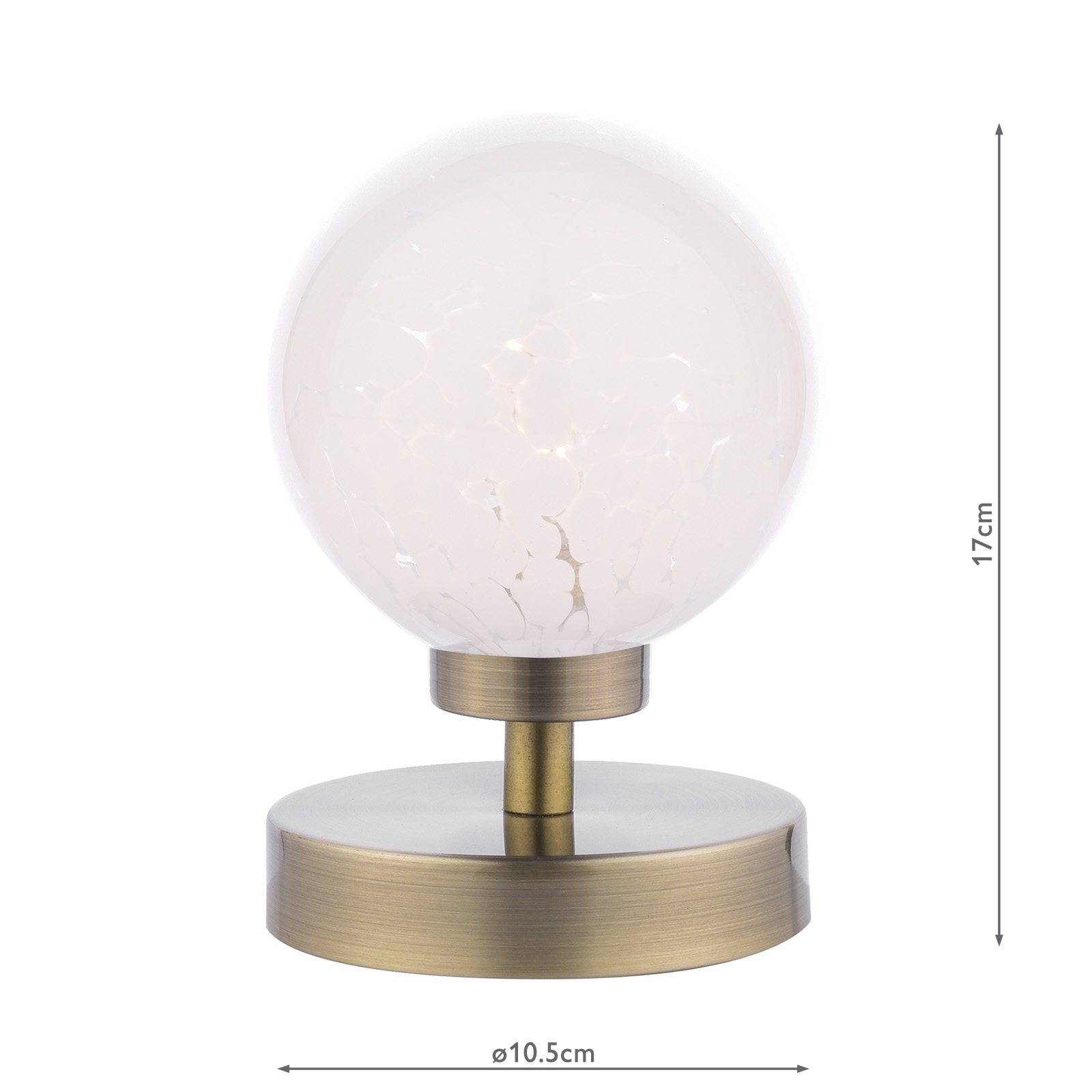 Esben Touch Table Lamp Antique Brass With White Confetti Glass