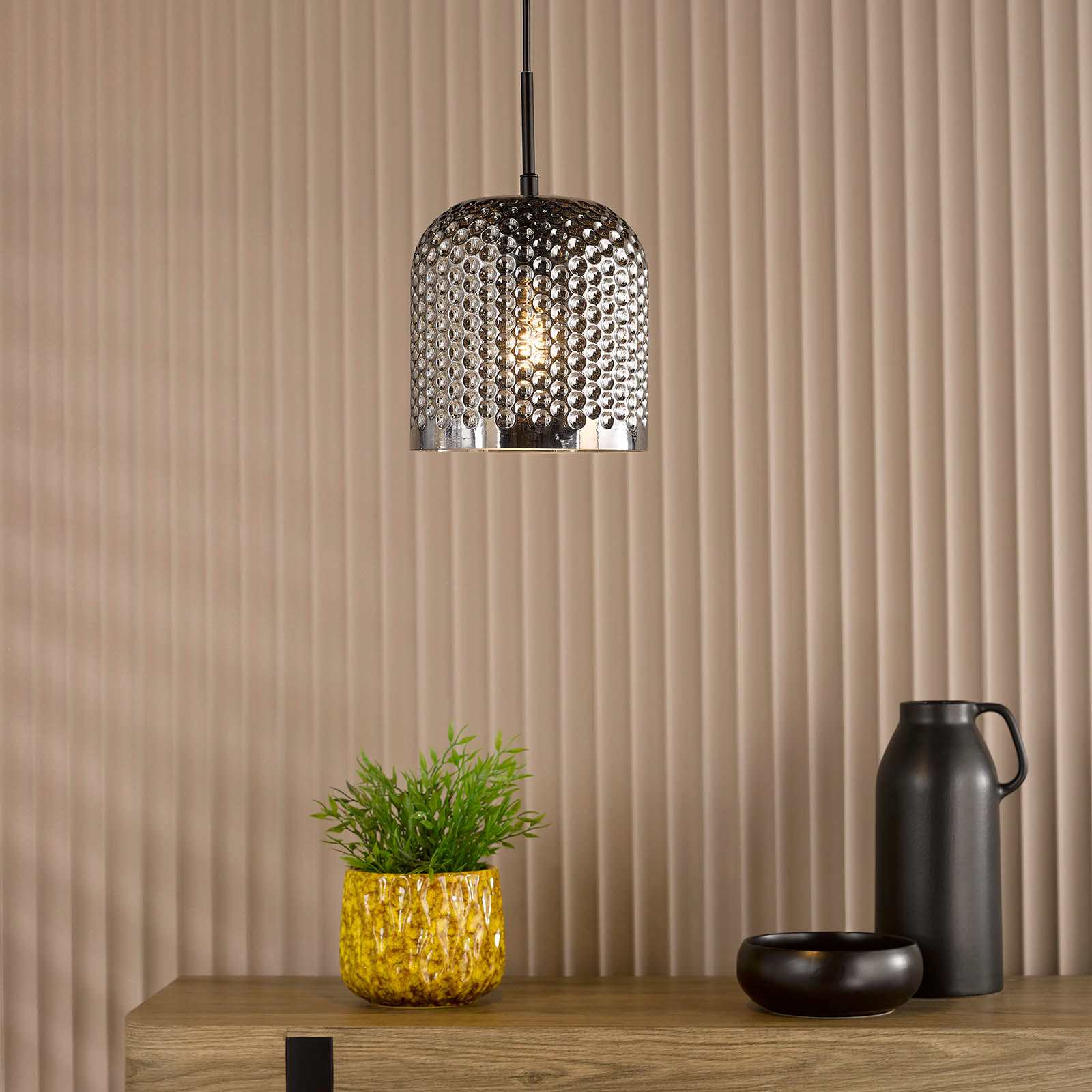 Esila Pendant Matt Black and Smoked Glass