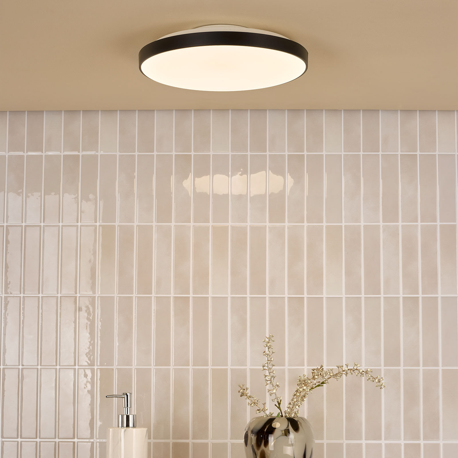Essien Bathroom Ceiling Light White and Black LED IP44