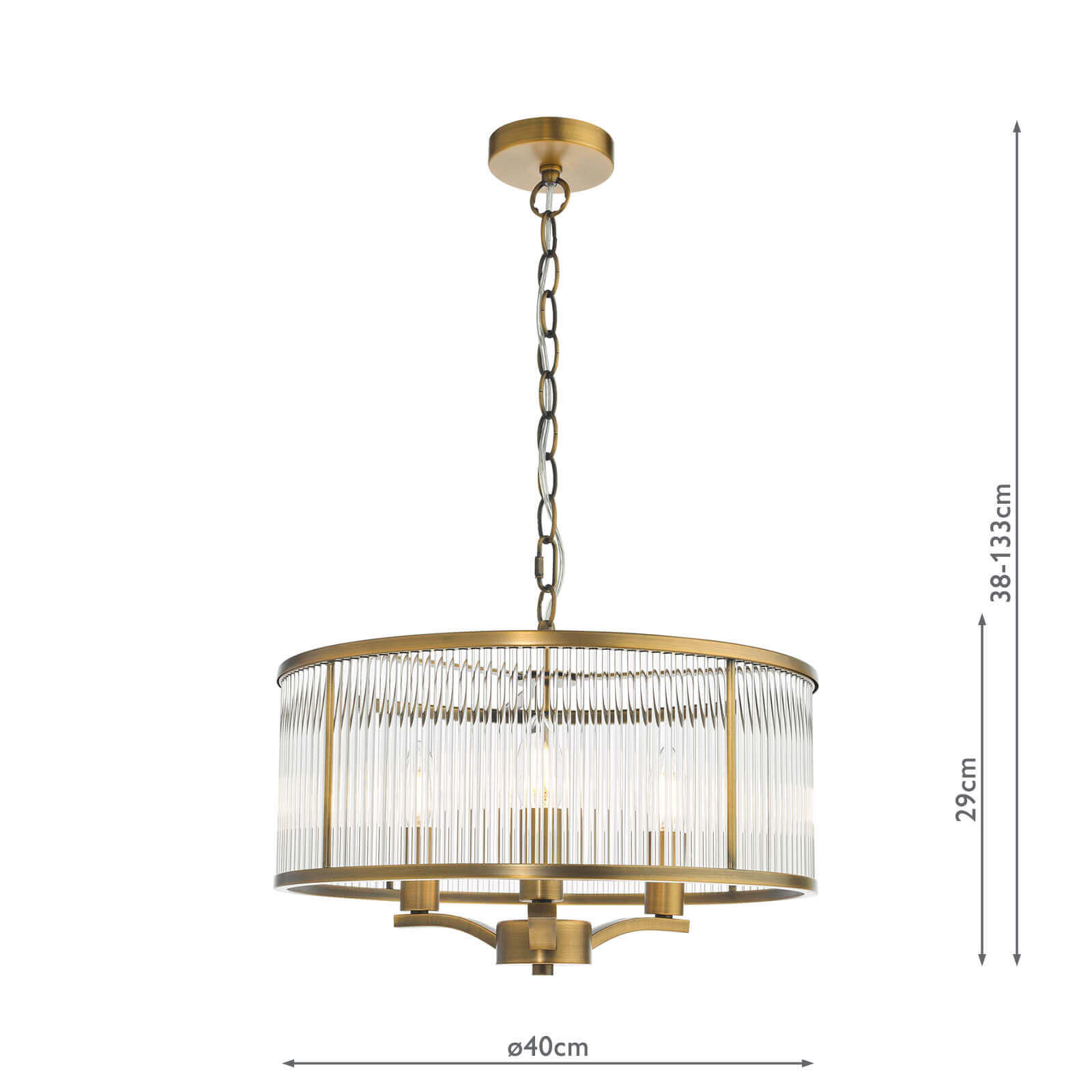 Evelyn 3 Light Pendant Antique Bronze and Glass