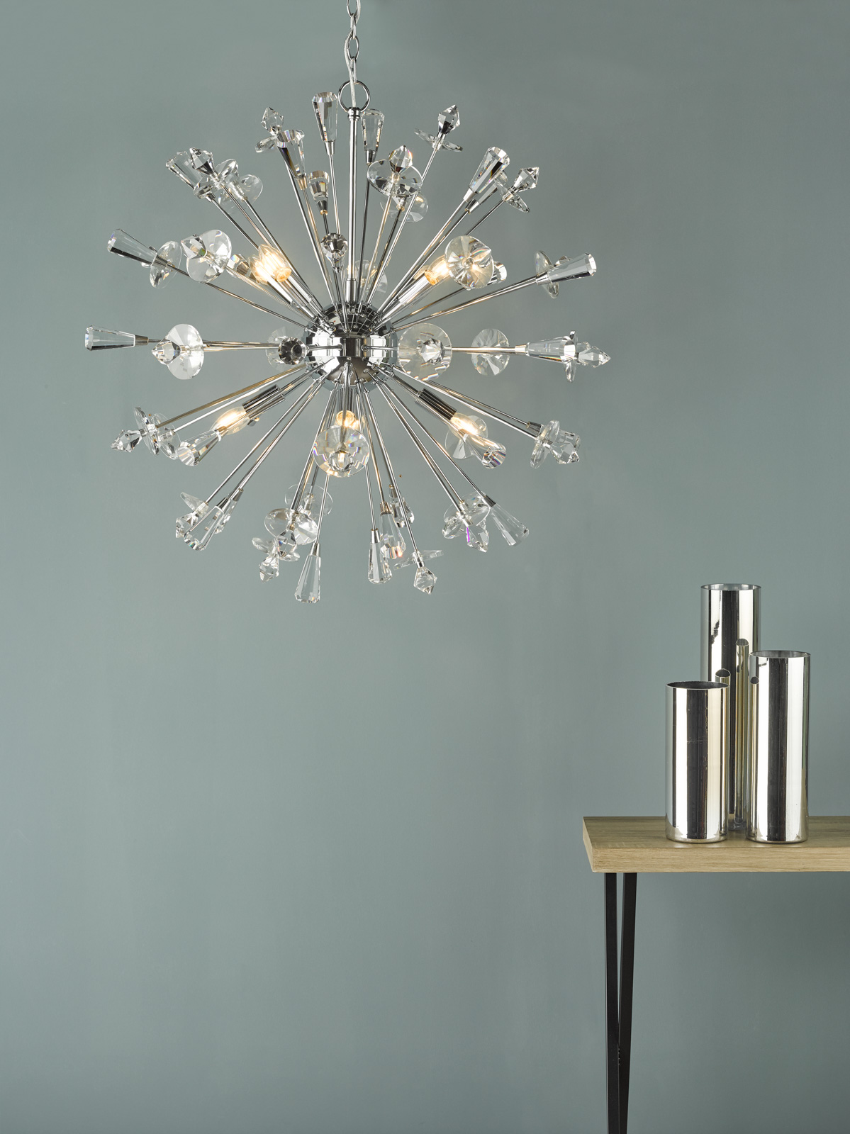 Exodus 8 Light Pendant Polished Chrome Crystal