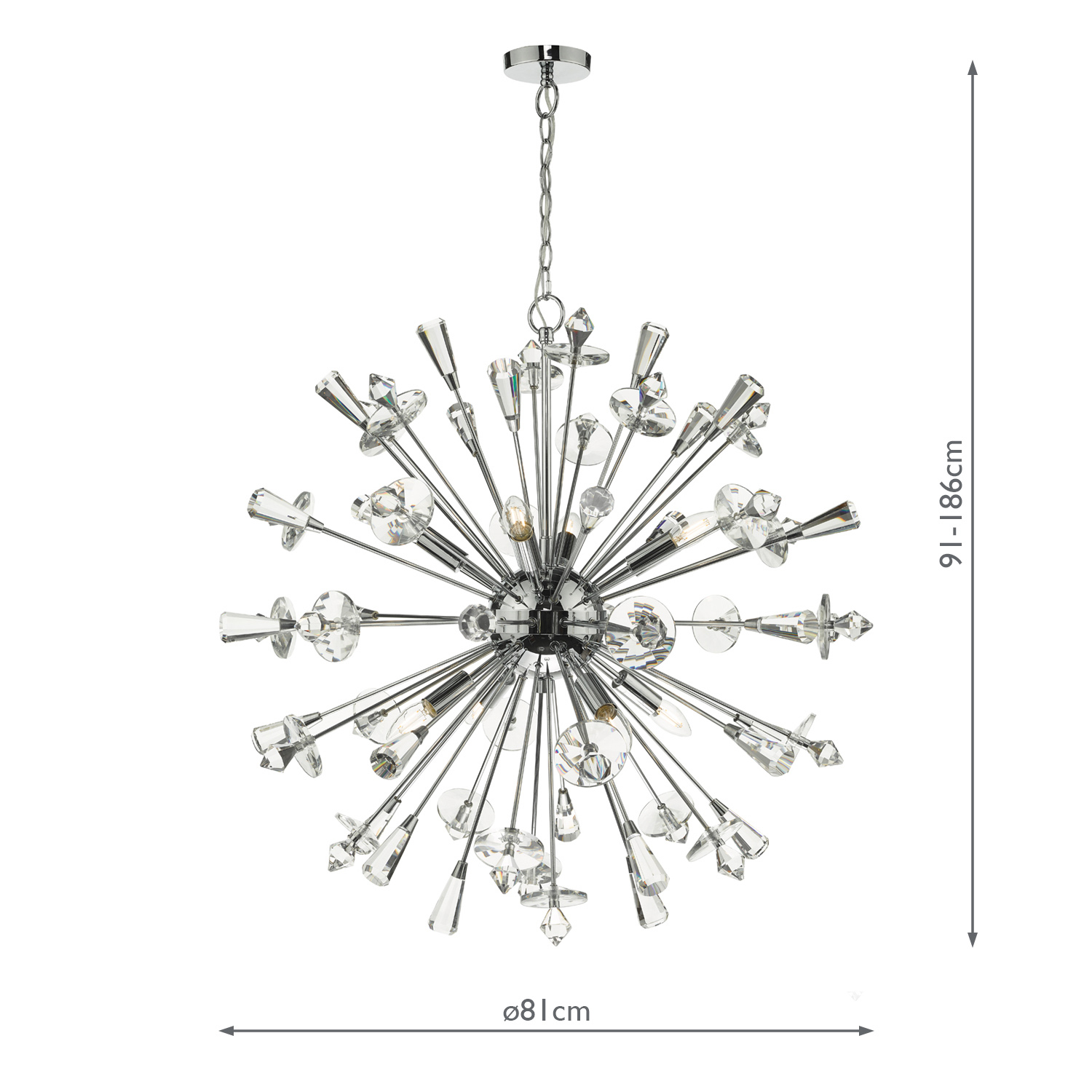 Exodus 8 Light Pendant Polished Chrome Crystal