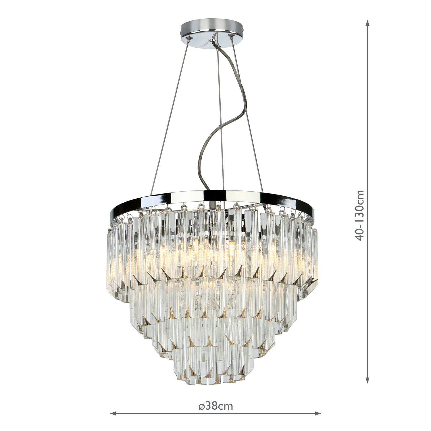 Fame 5 Light Pendant Glass and Polished Nickel
