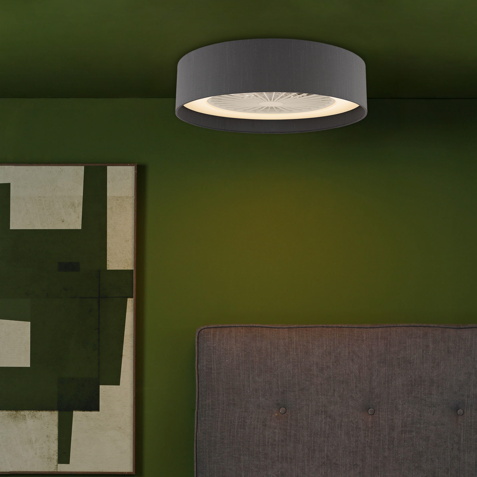 Fan Flush White With Shade LED