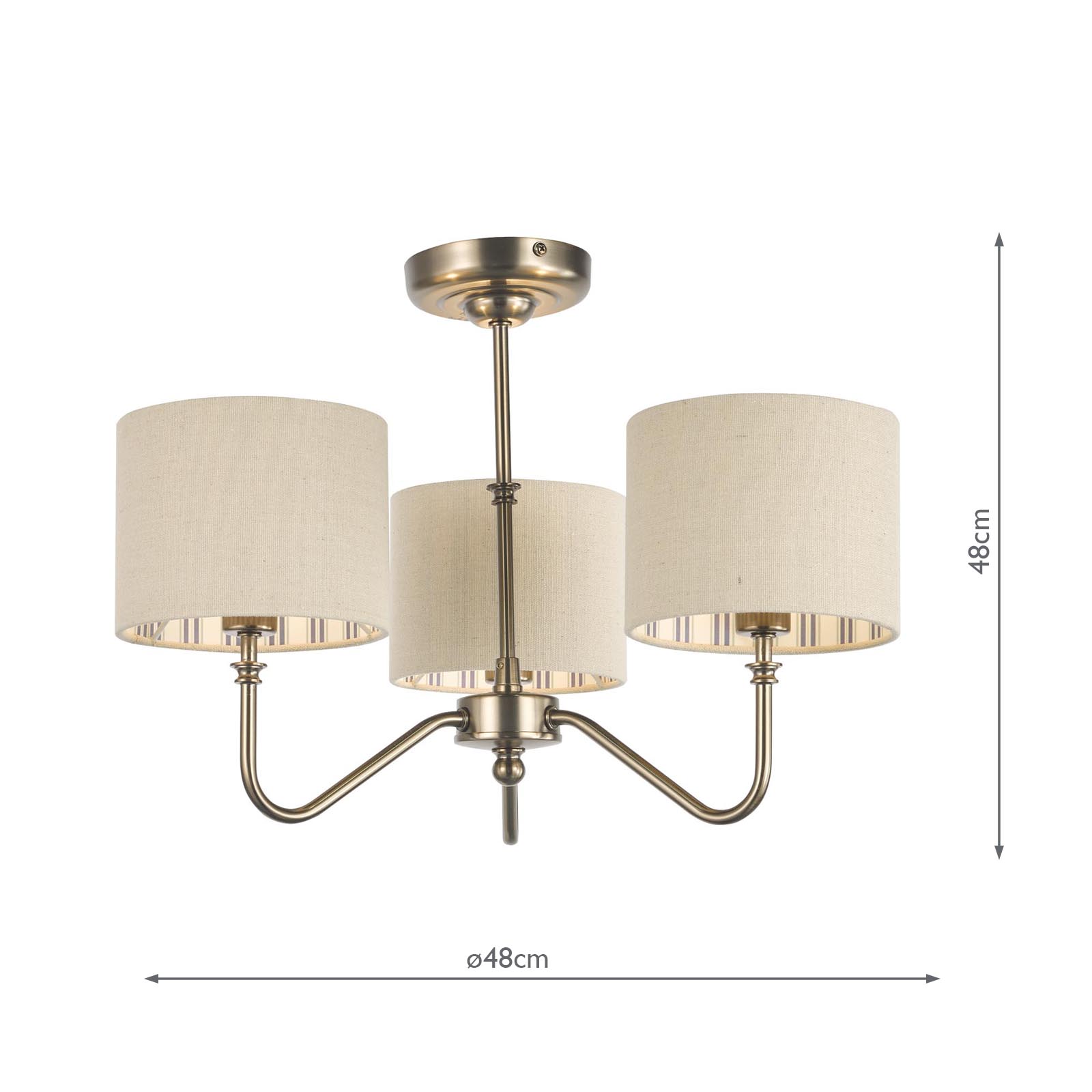 Joules Farley 3 Light Semi-Flush Satin Bronze With Shade