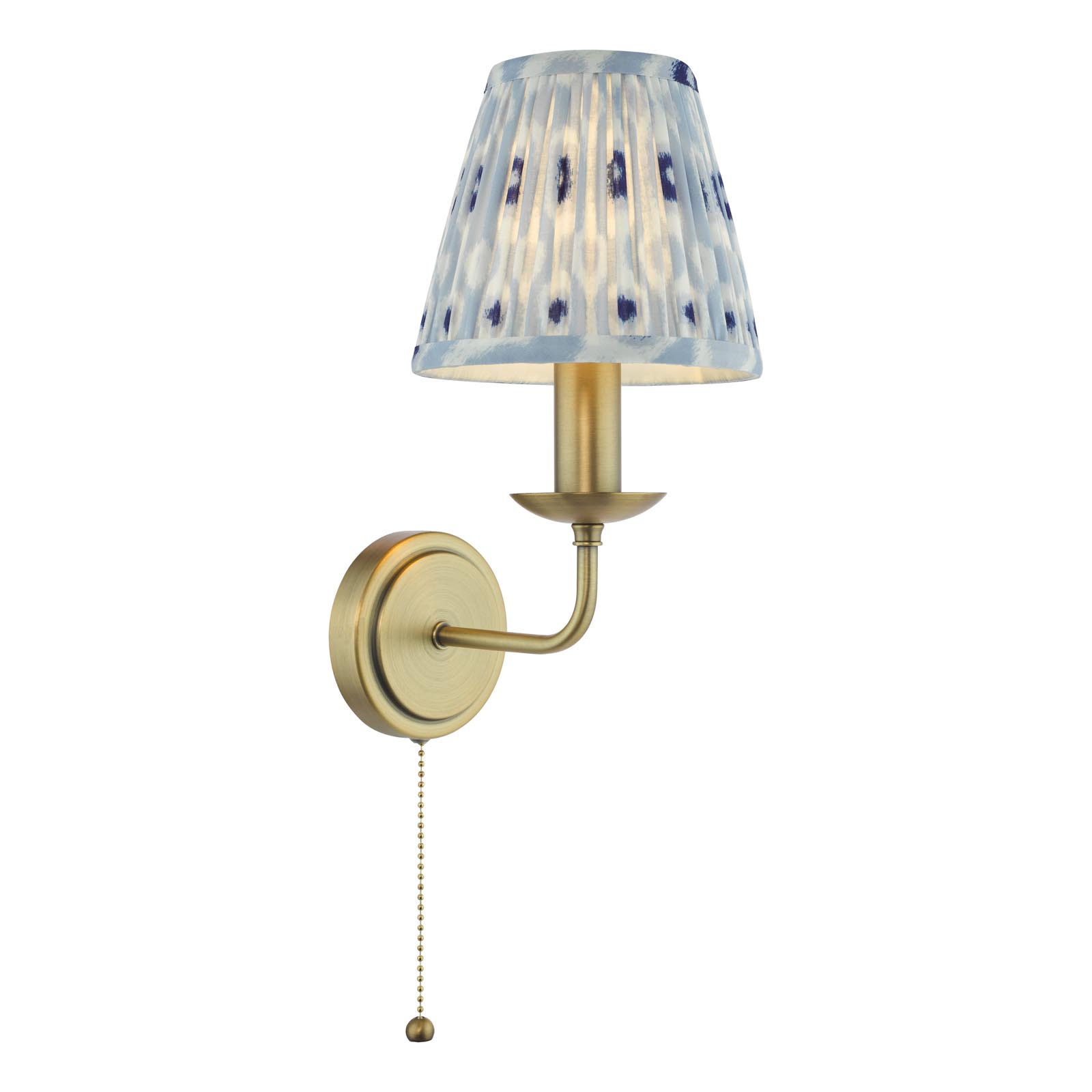 Favian Wall Light Matt Bronze With Blue Pleated Ikat Shade