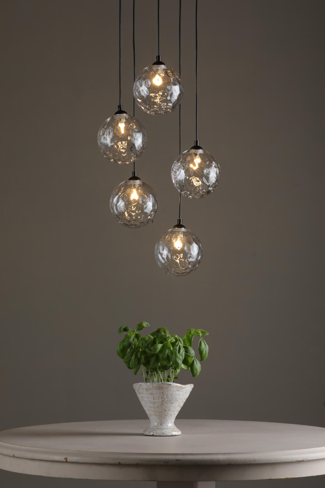 Federico 5 Light Cluster Pendant Matt Black With Clear Dimpled Glass