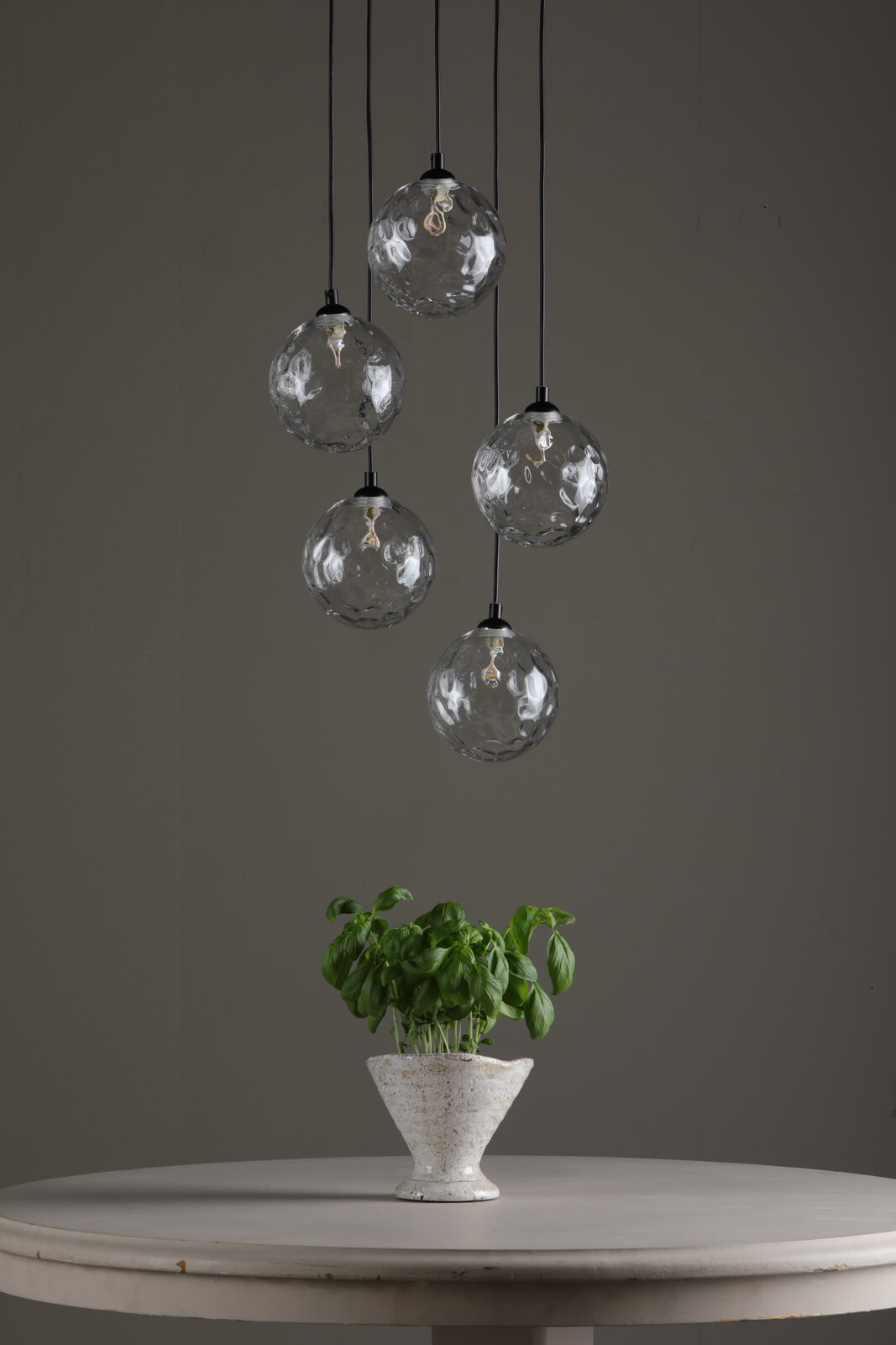 Federico 5 Light Cluster Pendant Matt Black With Clear Dimpled Glass
