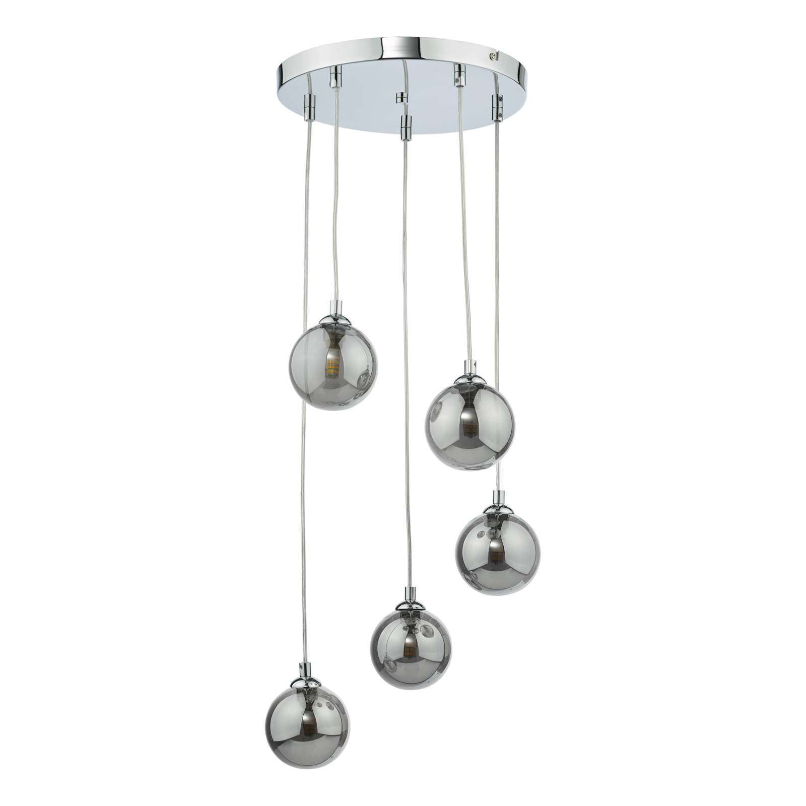 Federico 5 Light Cluster Pendant Polished Chrome With Smoked Glass