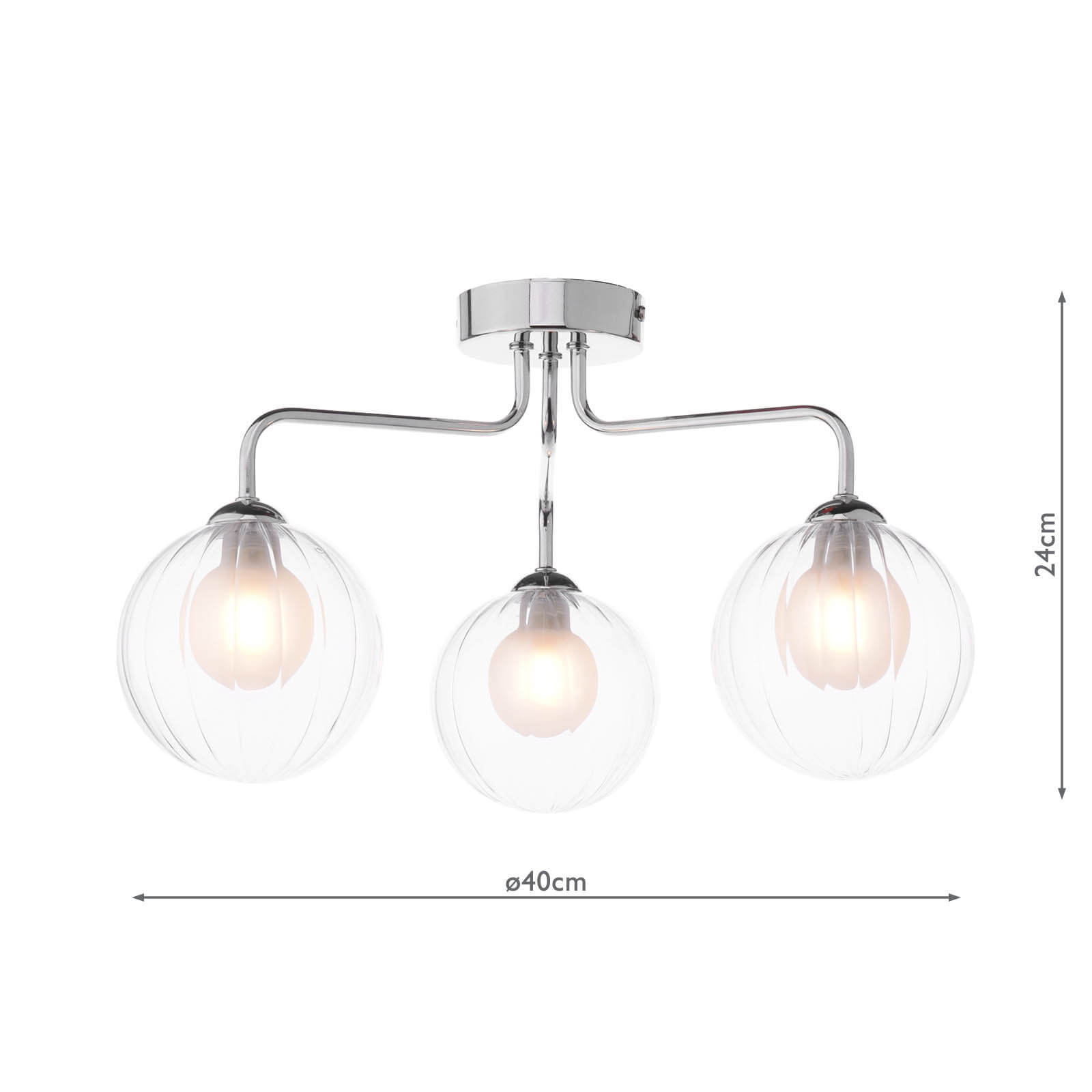 Feya 3 Light Semi Flush Polished Chrome With Clear/Opal Glass