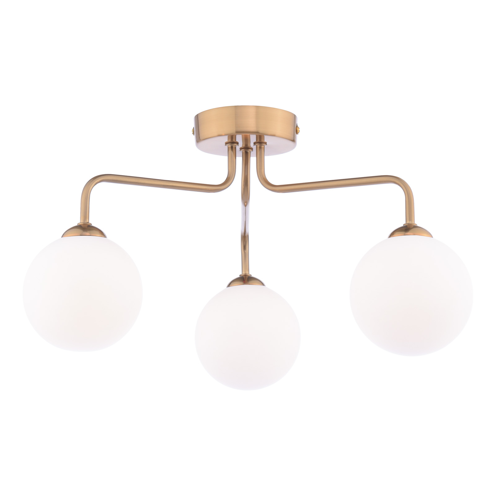 Feya 3 Light Semi-Flush Antique Bronze With Opal Glass