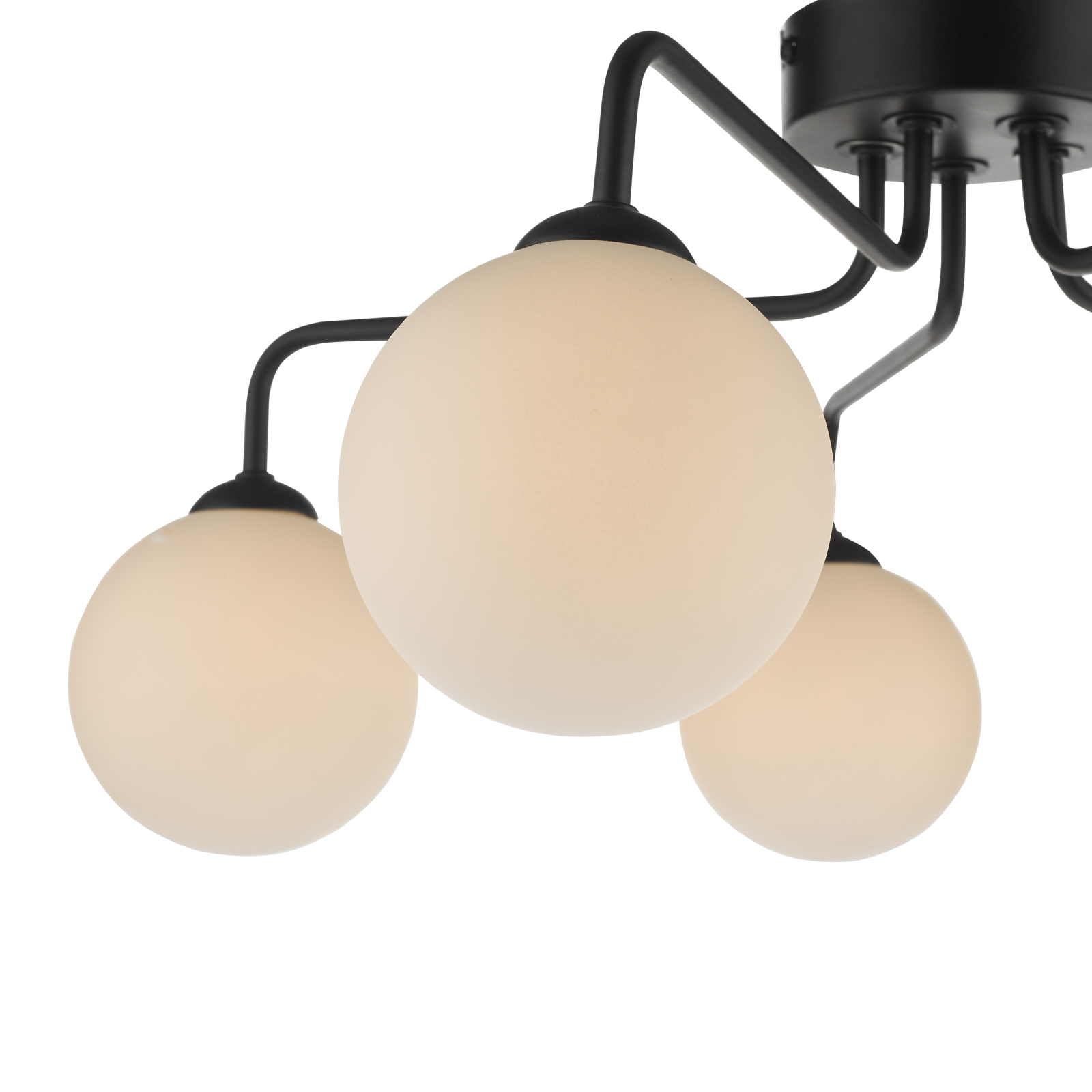 Feya 5 Light Semi Flush Matt Black With Opal Glass