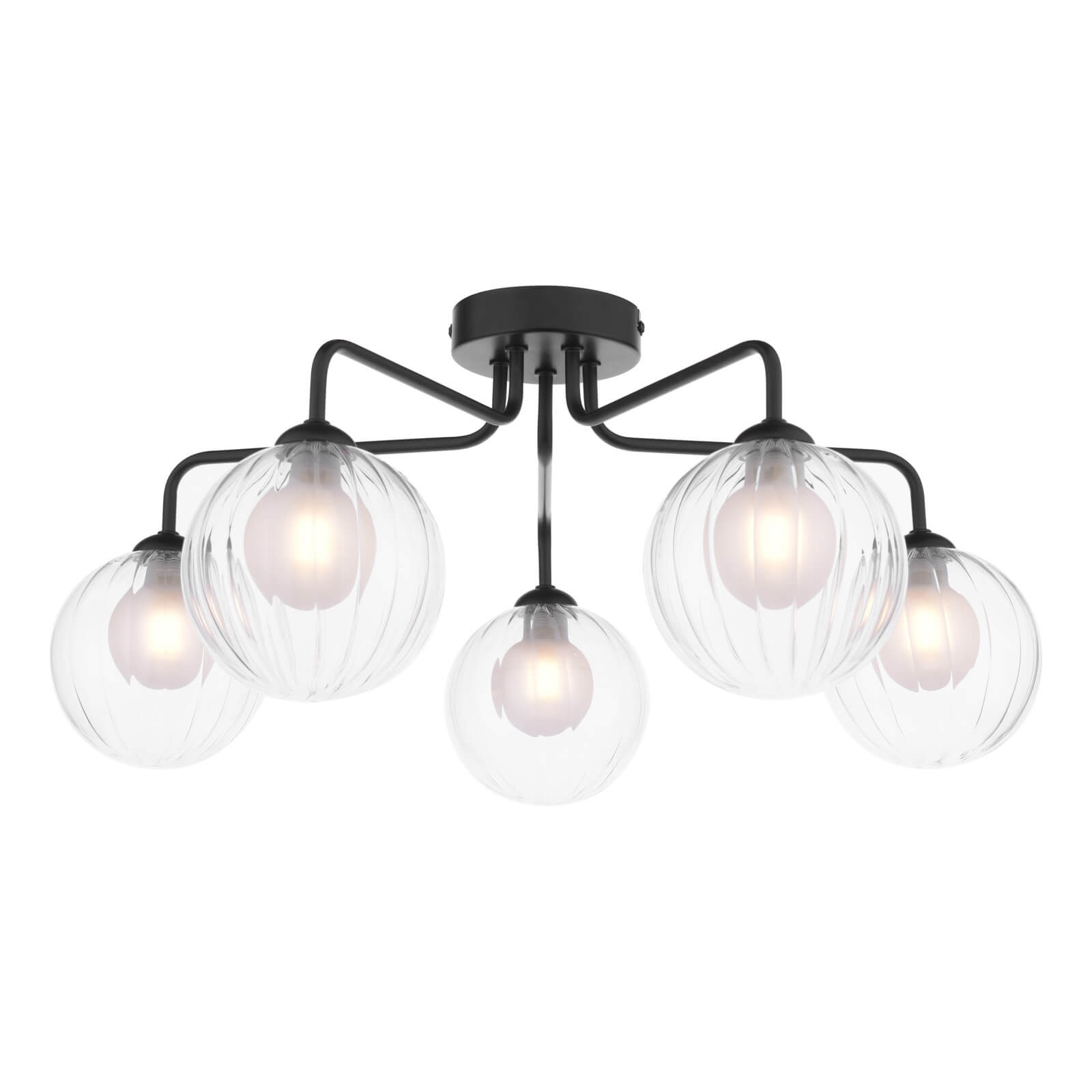 Feya 5 Light Semi Flush Matt Black With Clear/Opal Glass