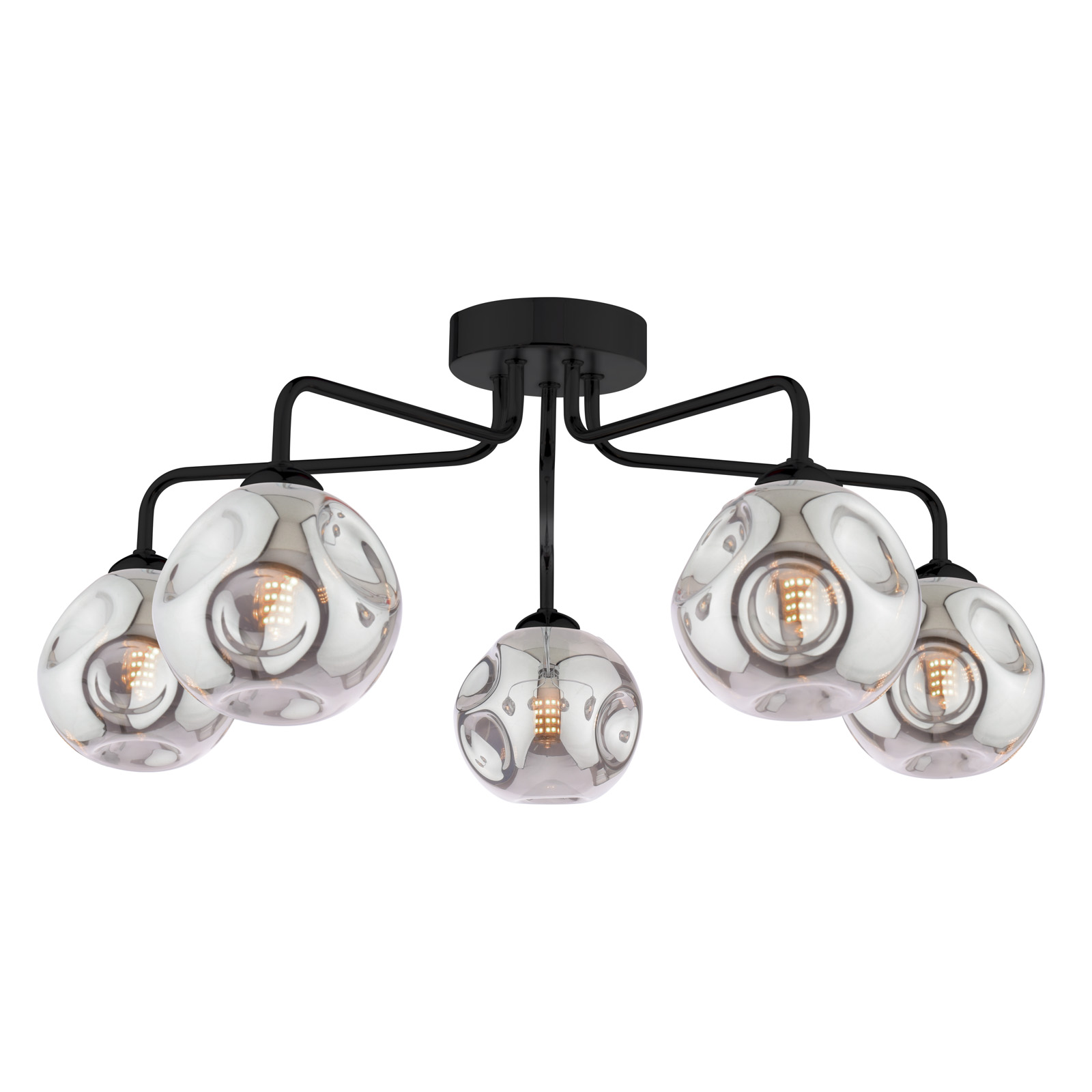 Feya 5 Light Semi-Flush Matt Black and Smoked Glass