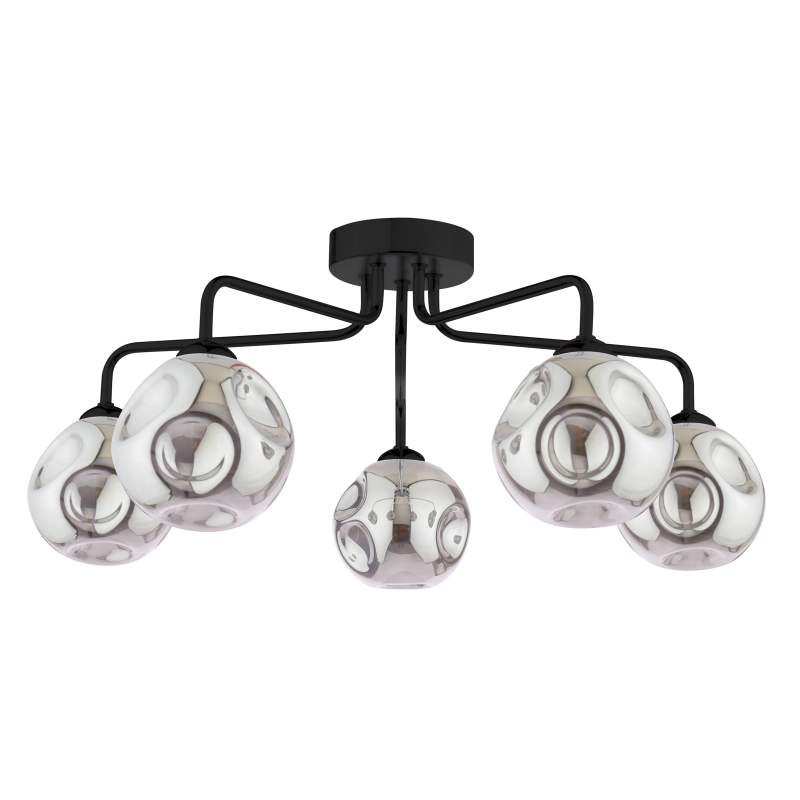 Feya 5 Light Semi-Flush Matt Black and Smoked Glass