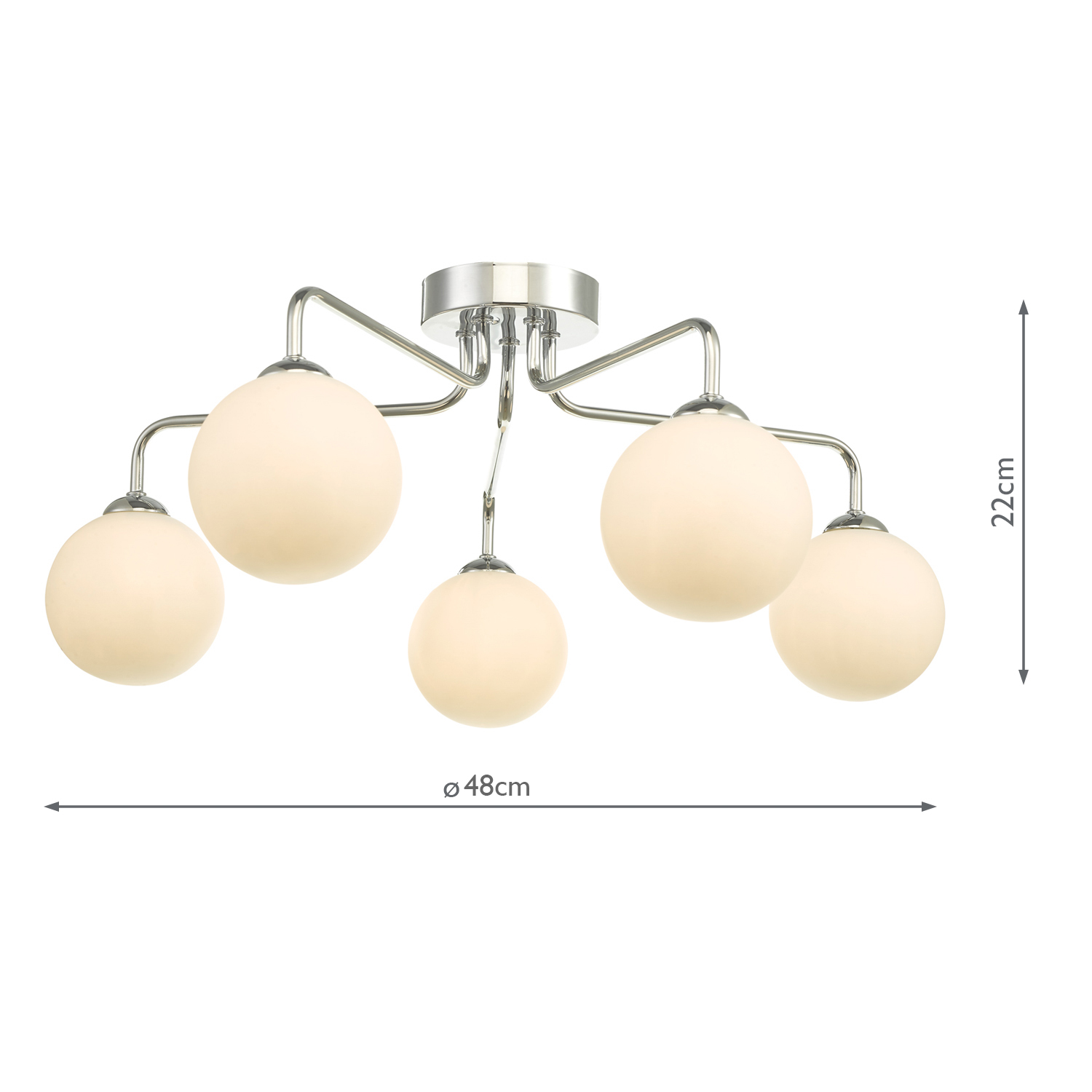 Feya 5 Light Semi Flush Polished Chrome With Opal Glass