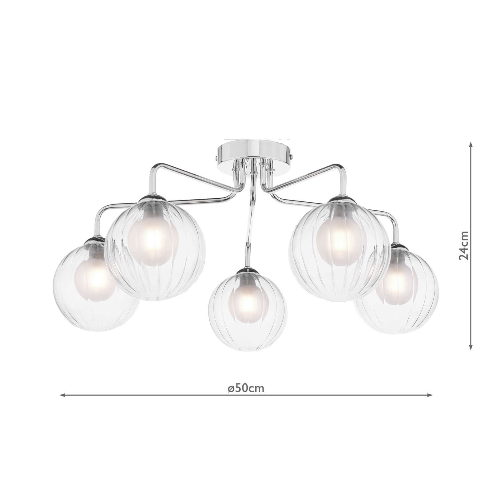 Feya 5 Light Semi Flush Polished Chrome With Clear/Opal Glass