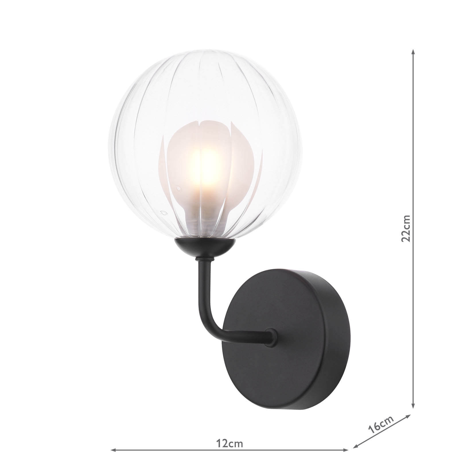 Feya Wall Light Matt Black With Clear/Opal Glass