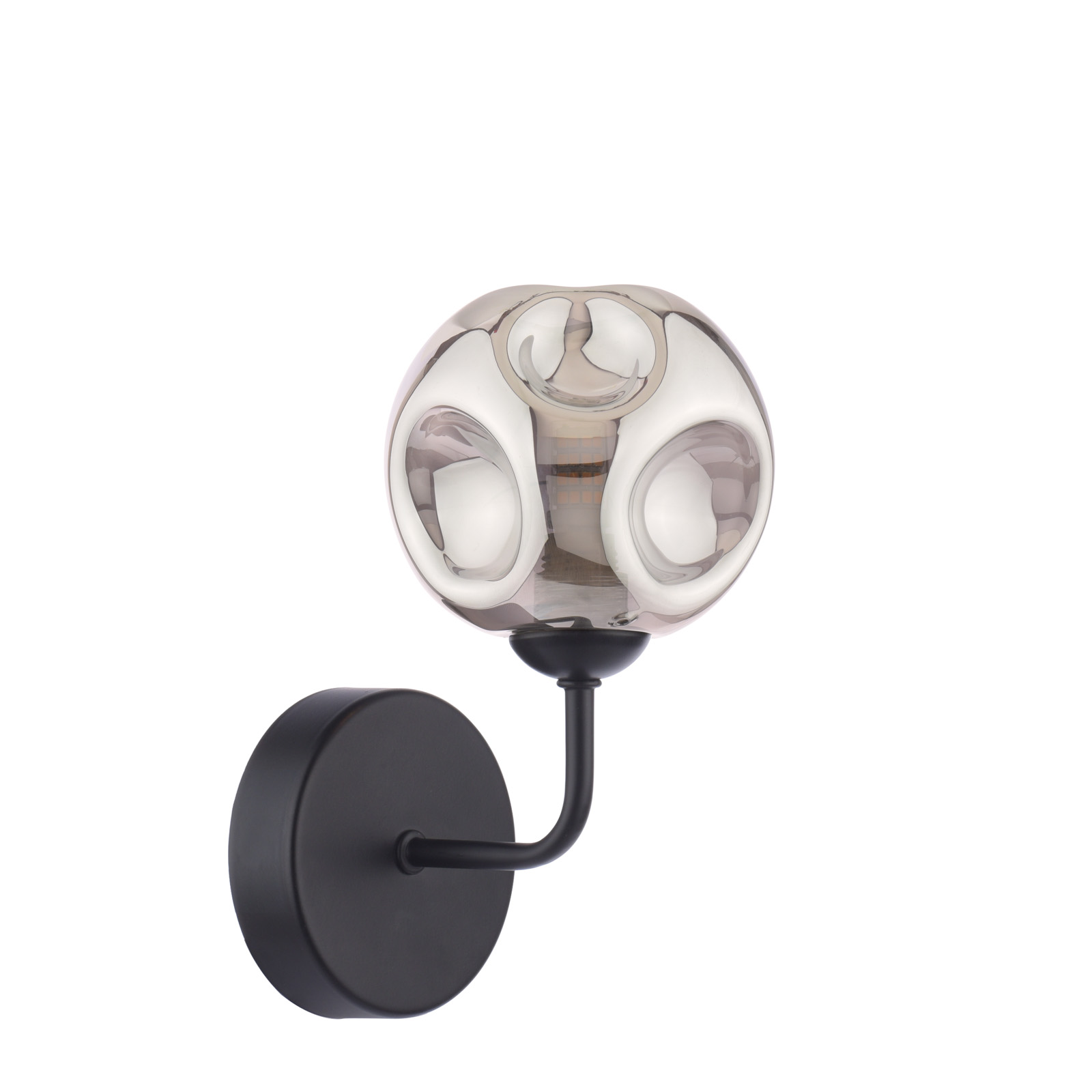 Feya Wall Light Matt Black With Closed Organic Smoked Glass