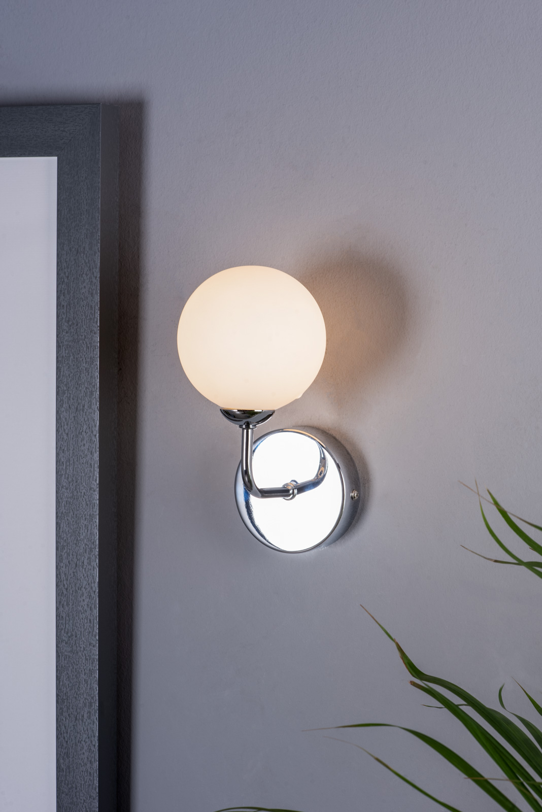Feya Wall Light Polished Chrome and Opal Glass