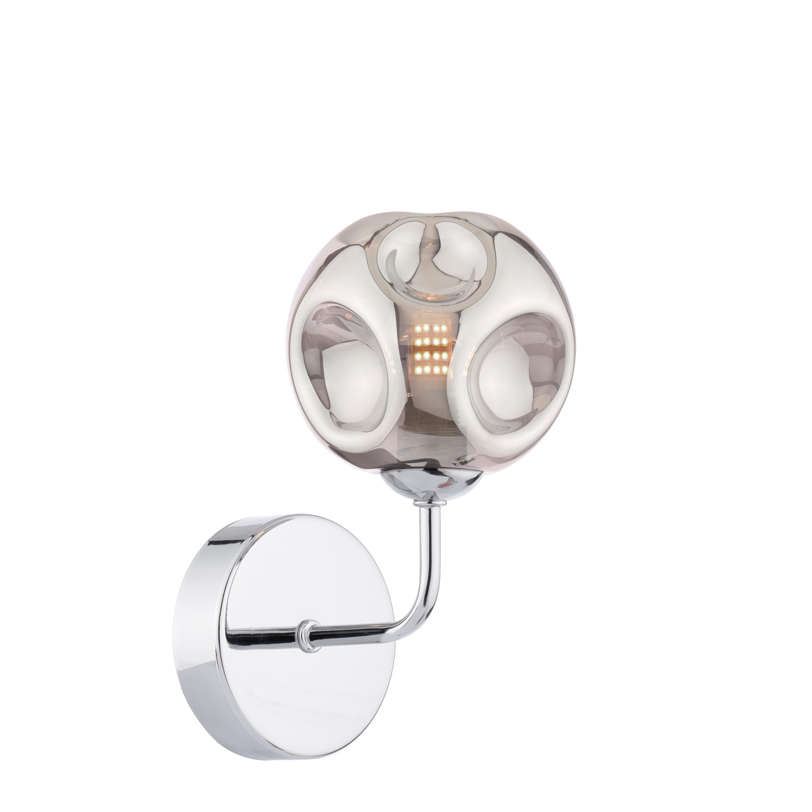Feya Wall Light Polished Chrome With Closed Organic Smoked Glass